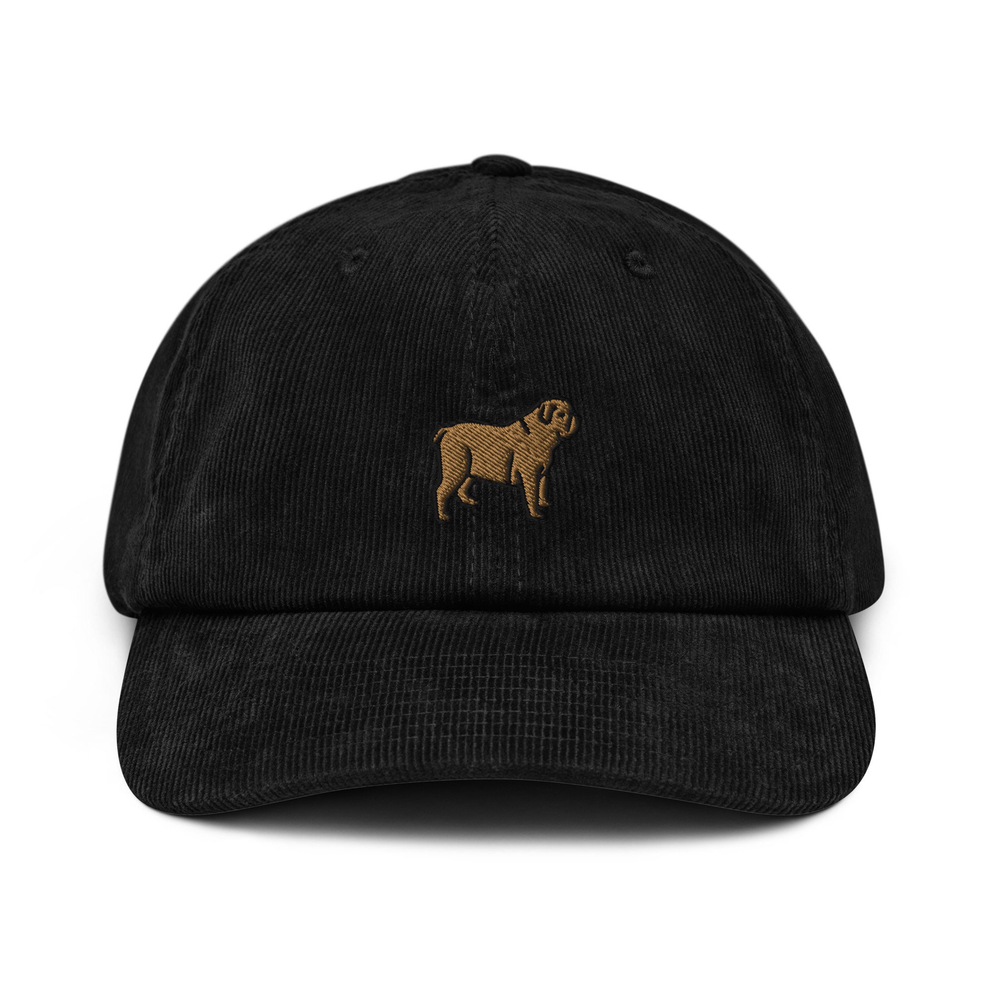 Bulldog Corduroy Hat Handmade Embroidered Corduroy Dad Cap - Multiple Colors