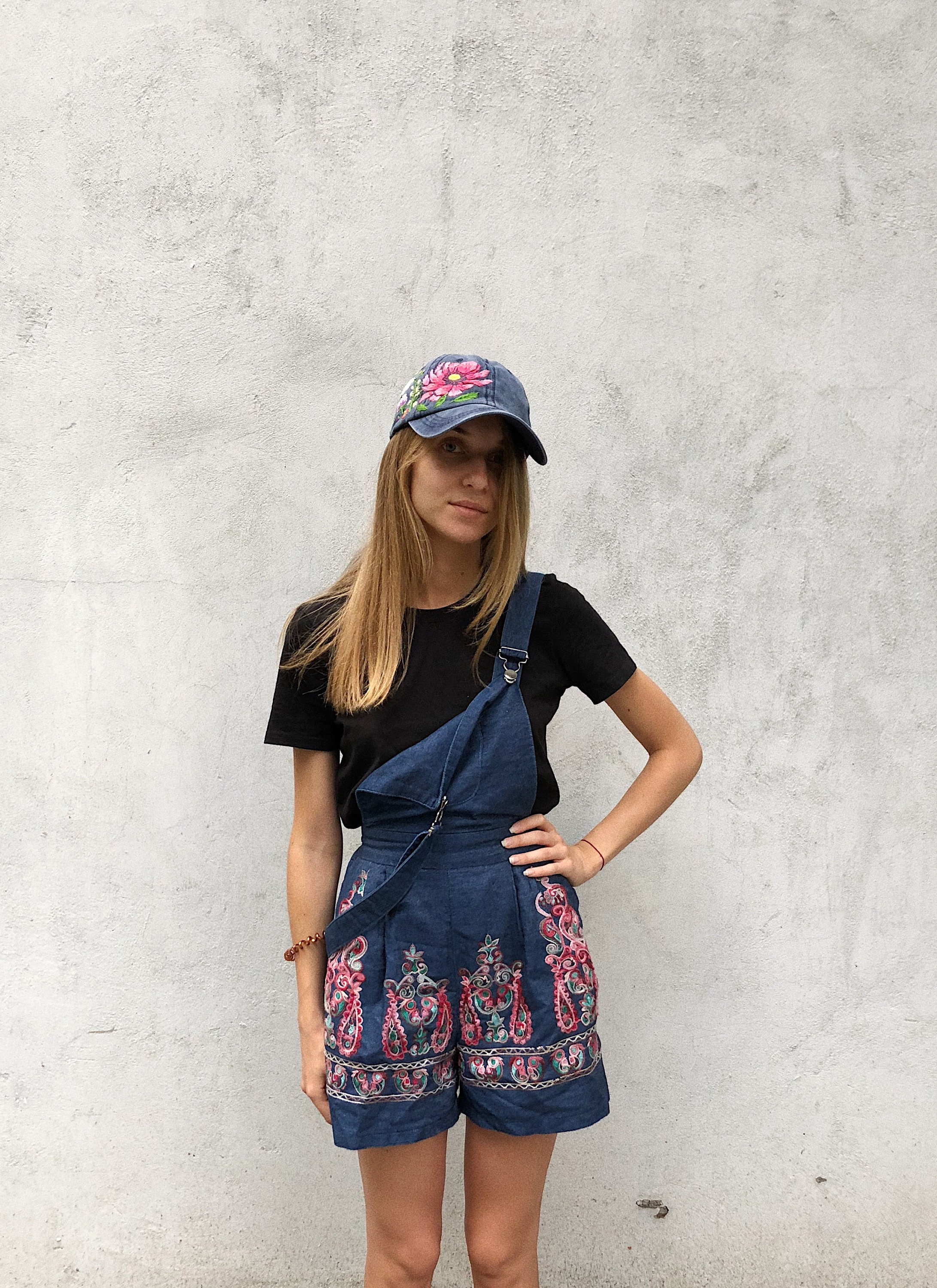 Hand Embroidered Hat Teal Embroidered Hat Floral Border Hat Cute Hat Custom Embroidered Hat Adjustable Hat Embroidered Ball Cap