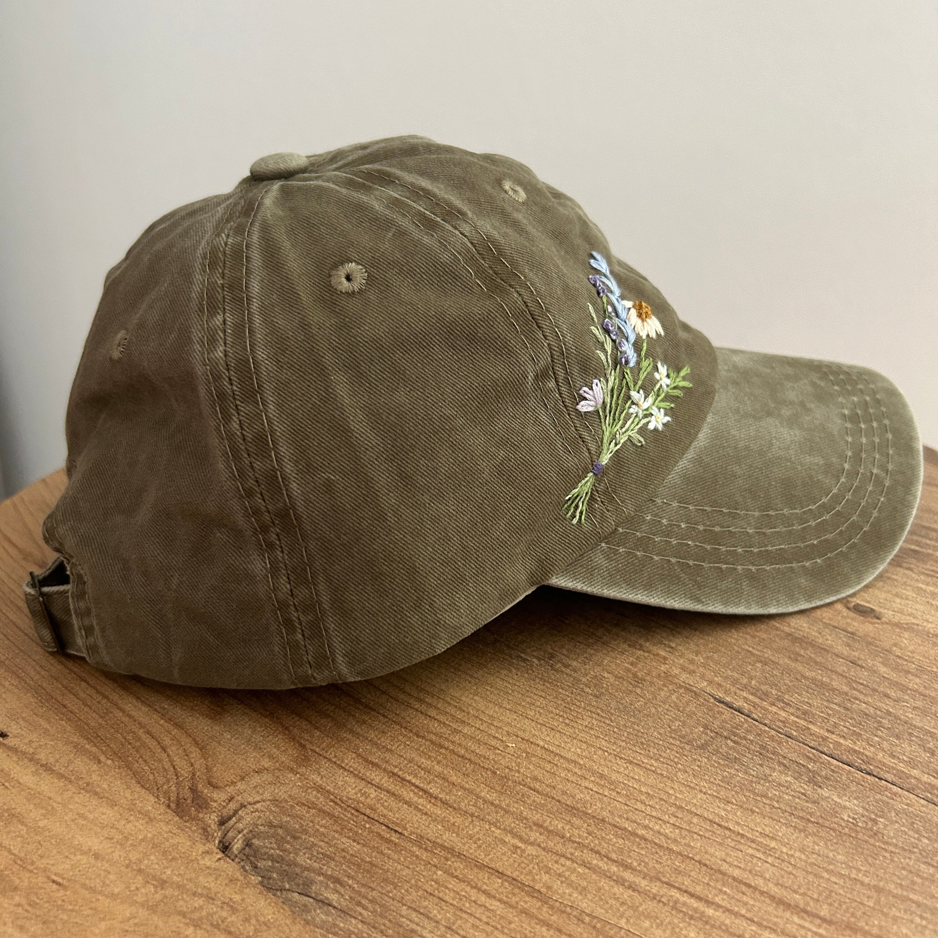 Embroidered Baseball Caphand Embroideredwildsflowers Hand Embroidered Hatfloral Embroidered Capbirthday Giftgift For Womensummer Cap