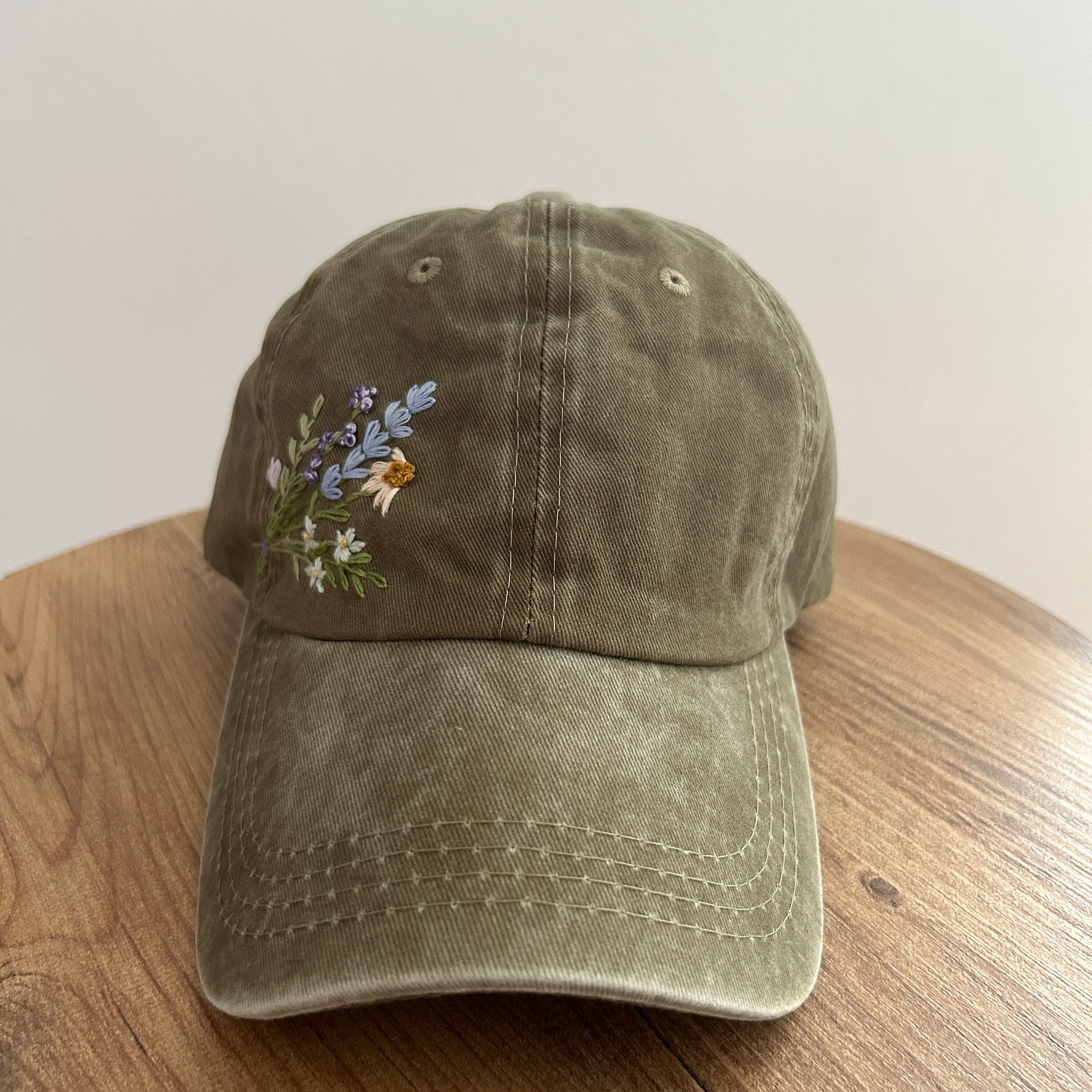 Embroidered Baseball Caphand Embroideredwildsflowers Hand Embroidered Hatfloral Embroidered Capbirthday Giftgift For Womensummer Cap