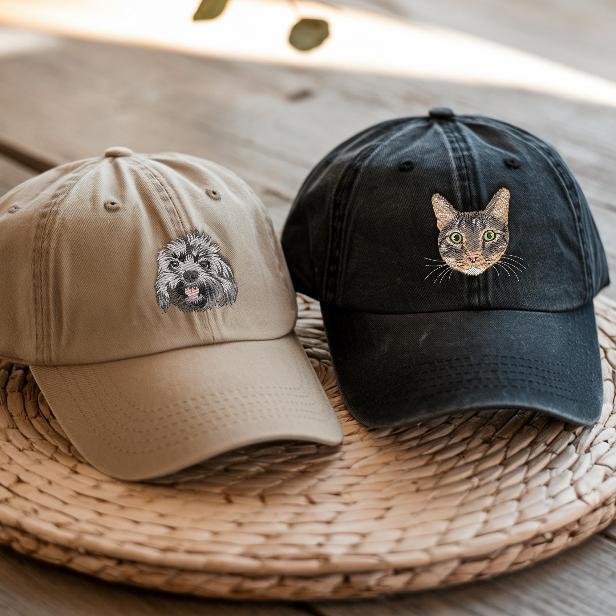 Custom Animal Hat Embroidered Wearable Pet Portrait Embroidered Hat Hat Custom Cat Caps Custom Embroidered Unisex Cap