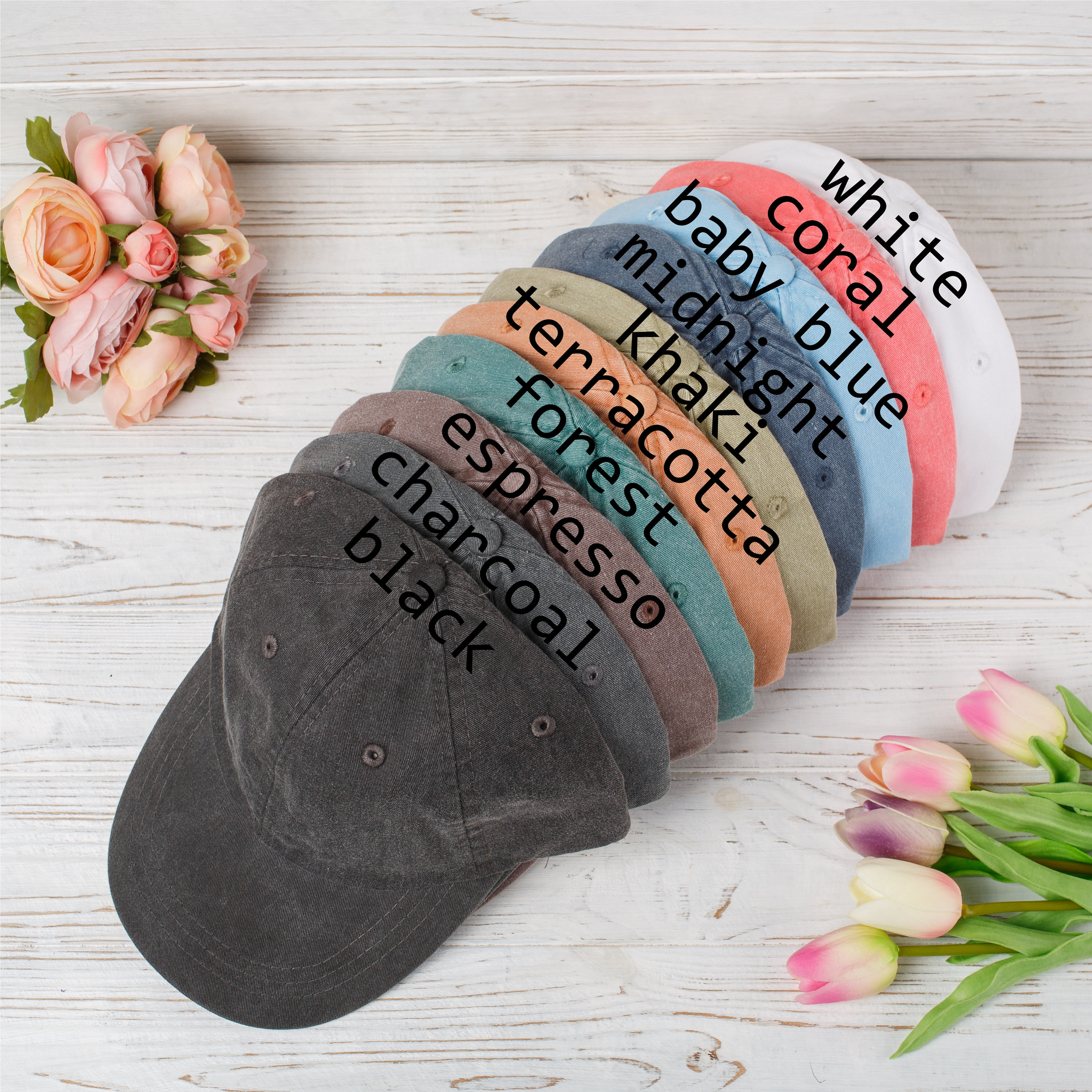 Hand Embroidered Wildflowers Cotton Black Cap Hand Stitched Women's Hat With Floral Embroidery Custom Gift For Women