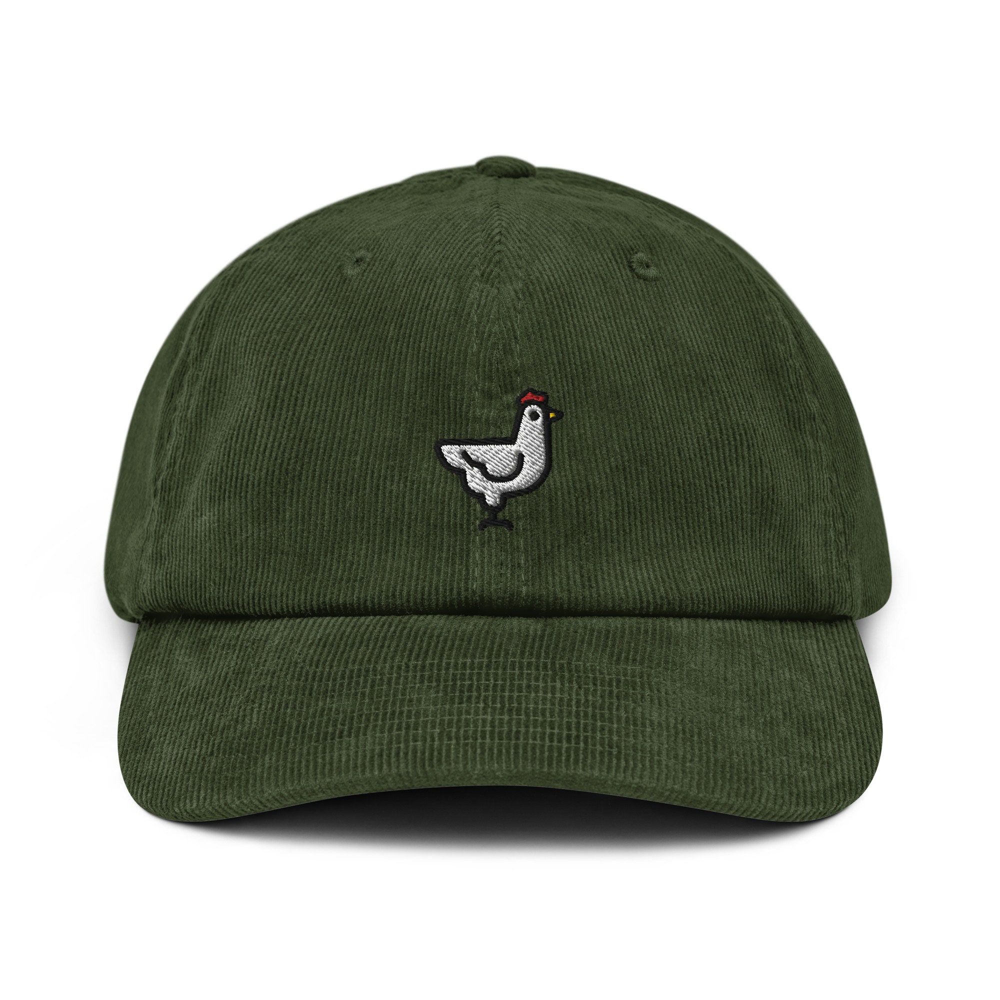 Chicken Corduroy Hat Handmade Embroidered Corduroy Dad Cap - Multiple Colors