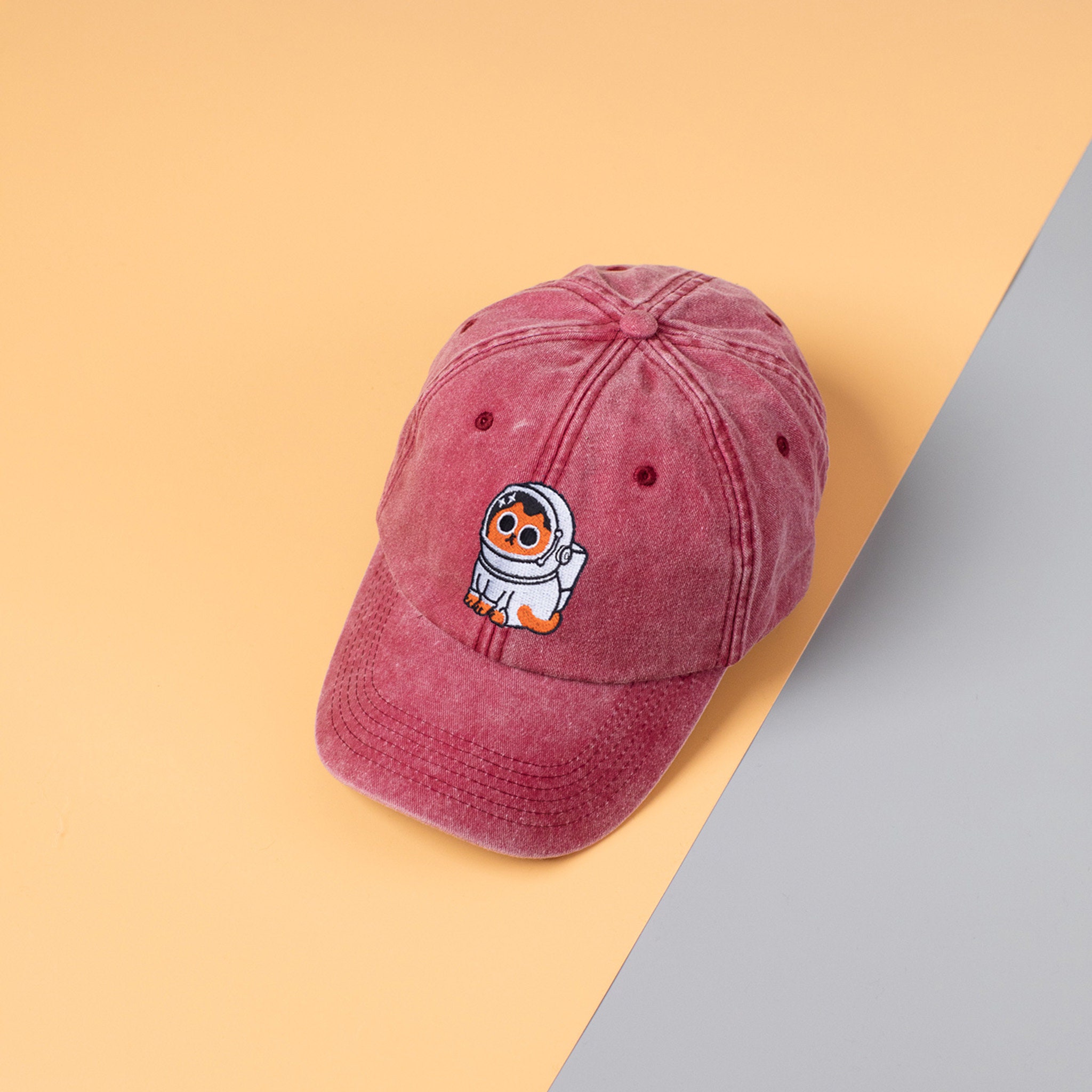 Space Cat Embroidery Vintage Cap Embroidered In Uk Cotton Snapback Dad Hat Summer Hat Baseball Cap Cool Cap Gift Idea For Him Her