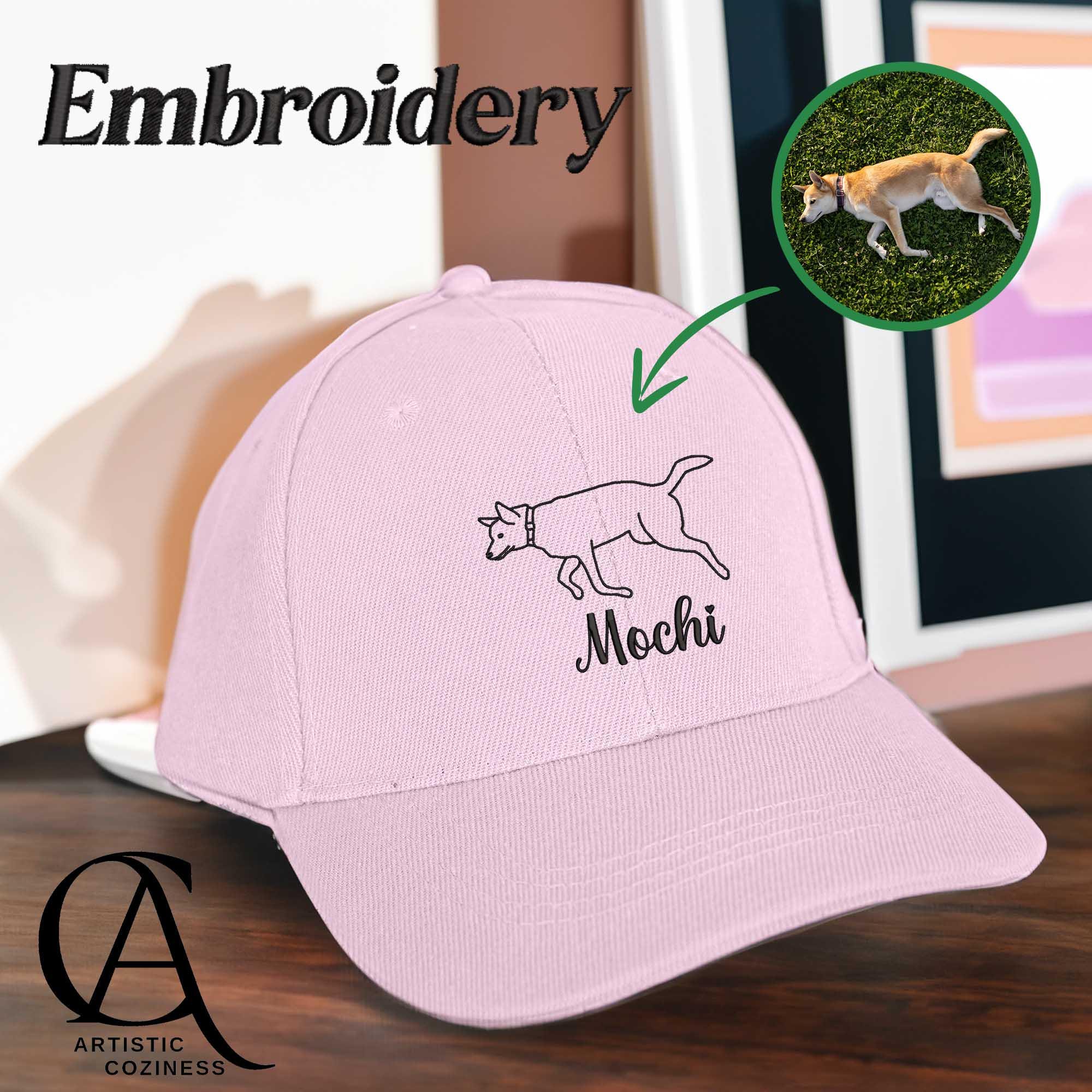 Customize Embroidered Pet Outline Drawing Hat Personalized Embroidered Pet Hat Pet Lovers Hat Custom Baseball Cap Gift For Pet Lover