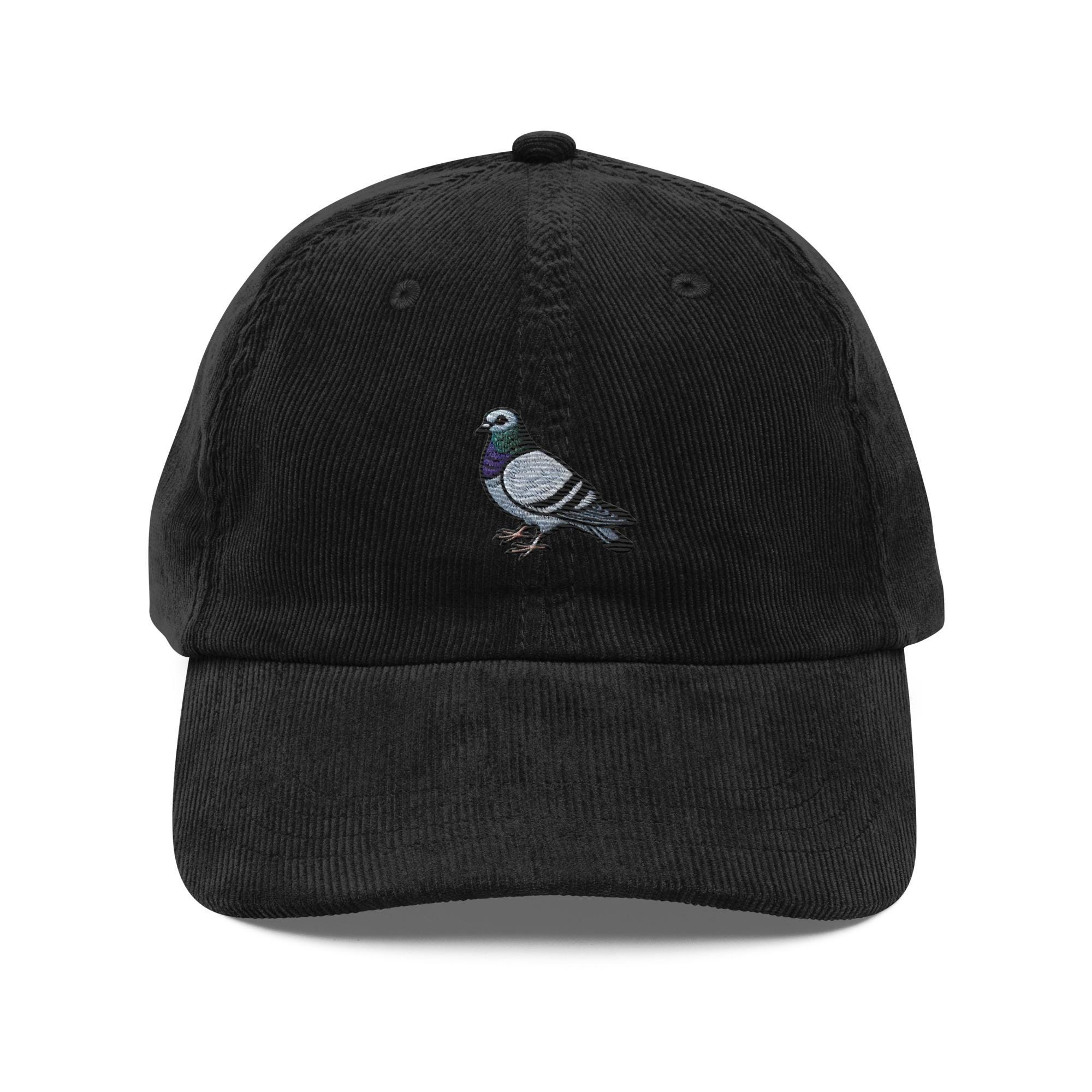 Embroidered Pigeon Vintage Corduroy Cap Retro Bird Lover Hat Corduroy Cap