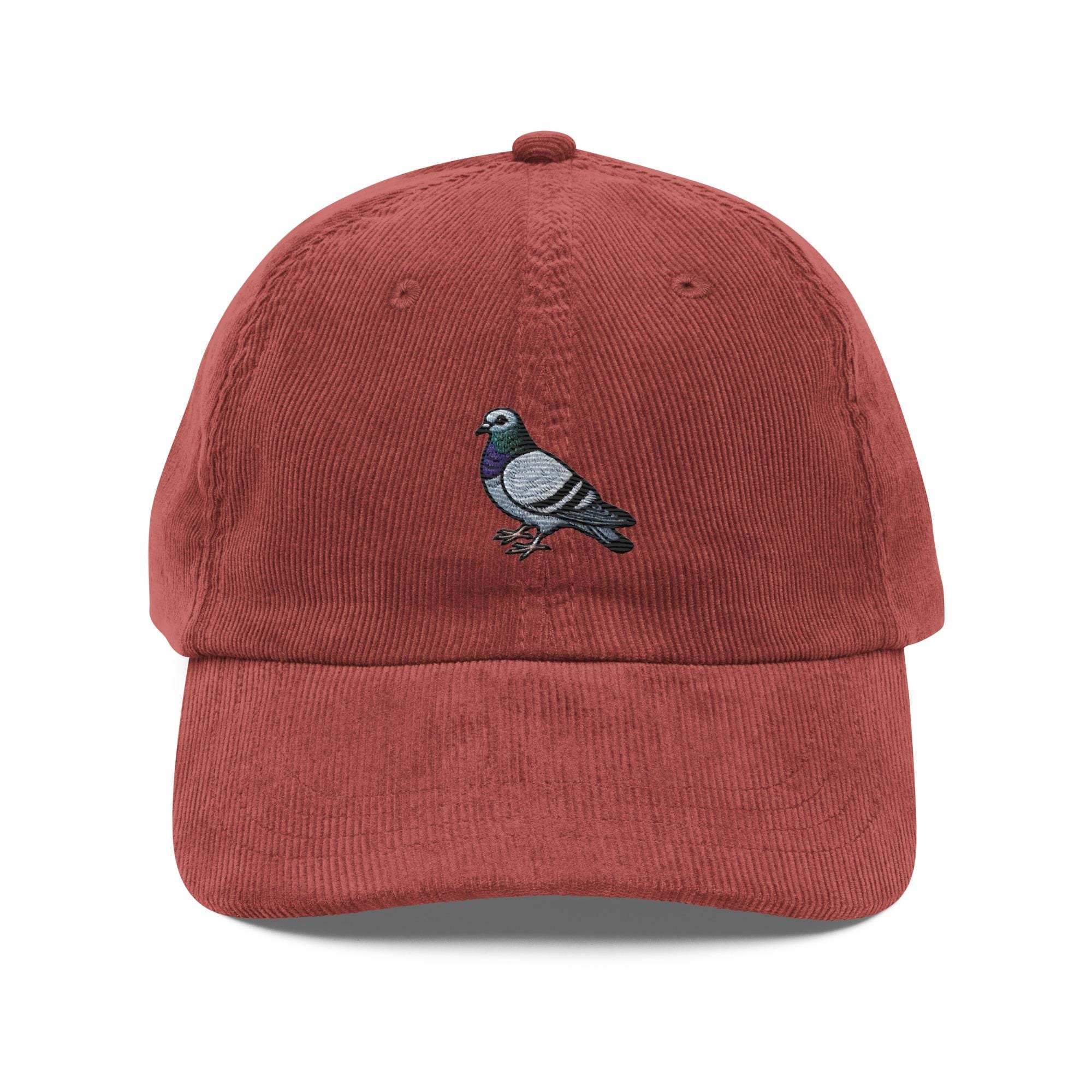 Embroidered Pigeon Vintage Corduroy Cap Retro Bird Lover Hat Corduroy Cap