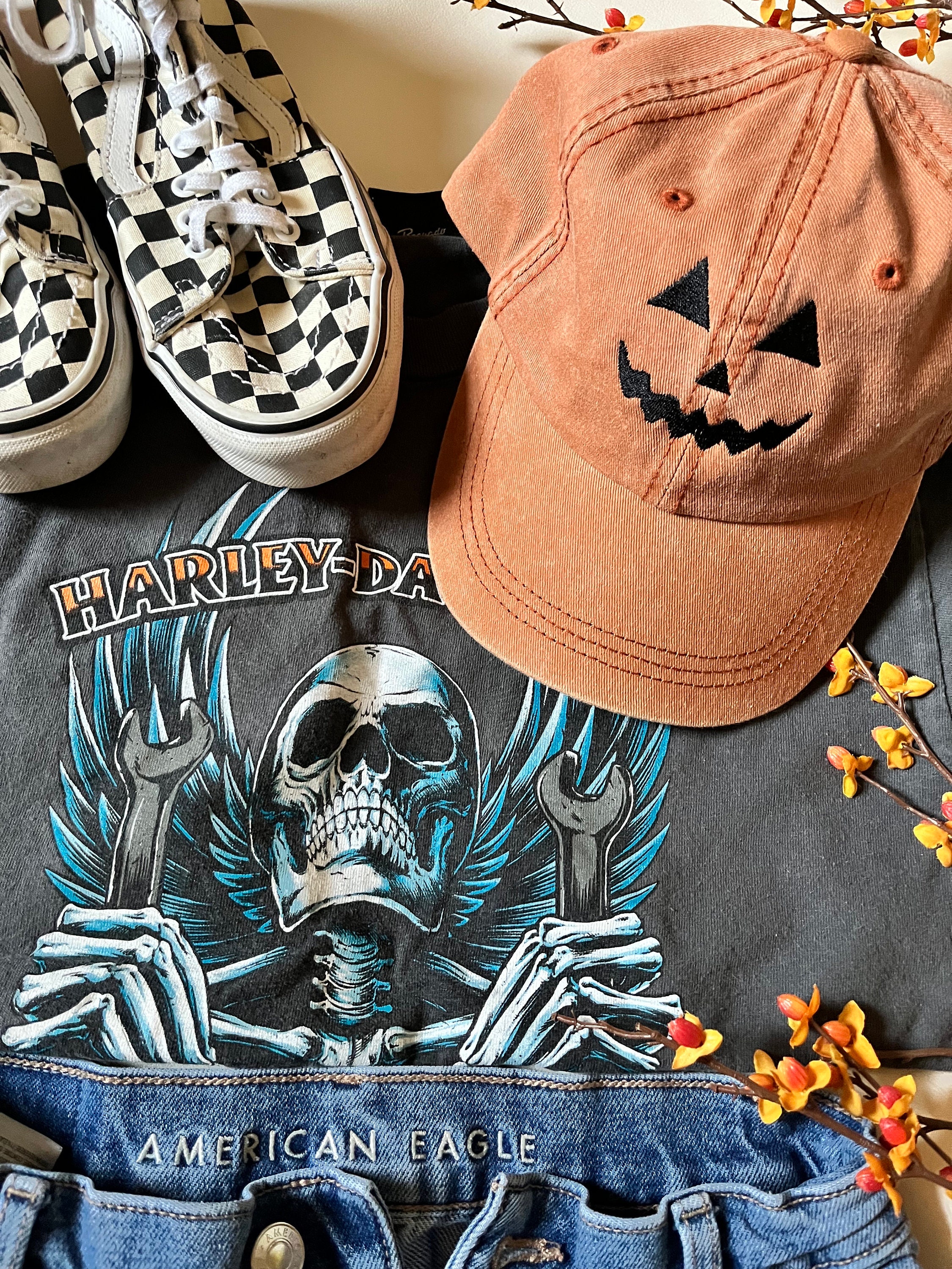 Jack O Lantern Pumpkin Embroidered Baseball Cap Vintage Dat Hats Halloween Gifts Skatewear