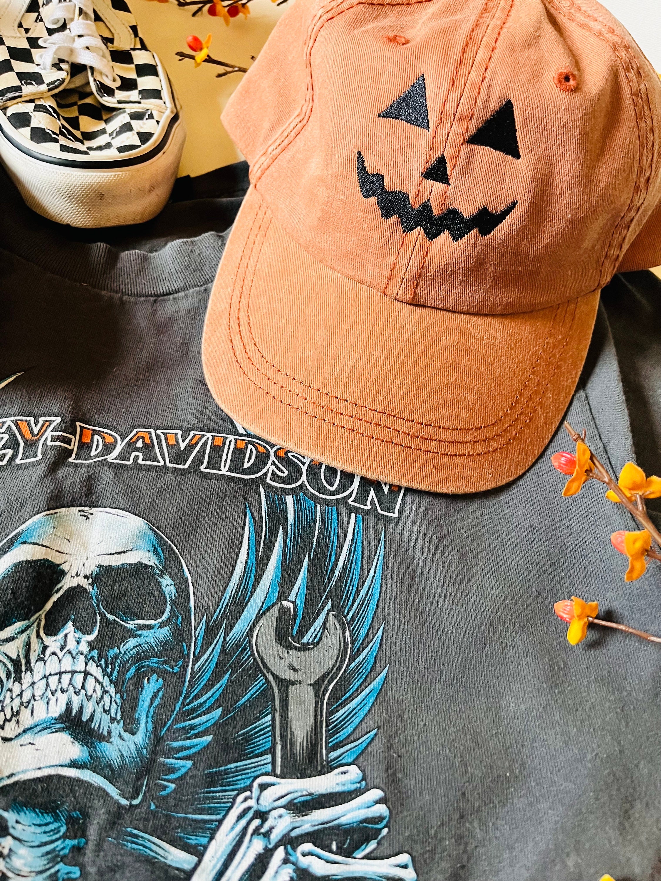 Jack O Lantern Pumpkin Embroidered Baseball Cap Vintage Dat Hats Halloween Gifts Skatewear