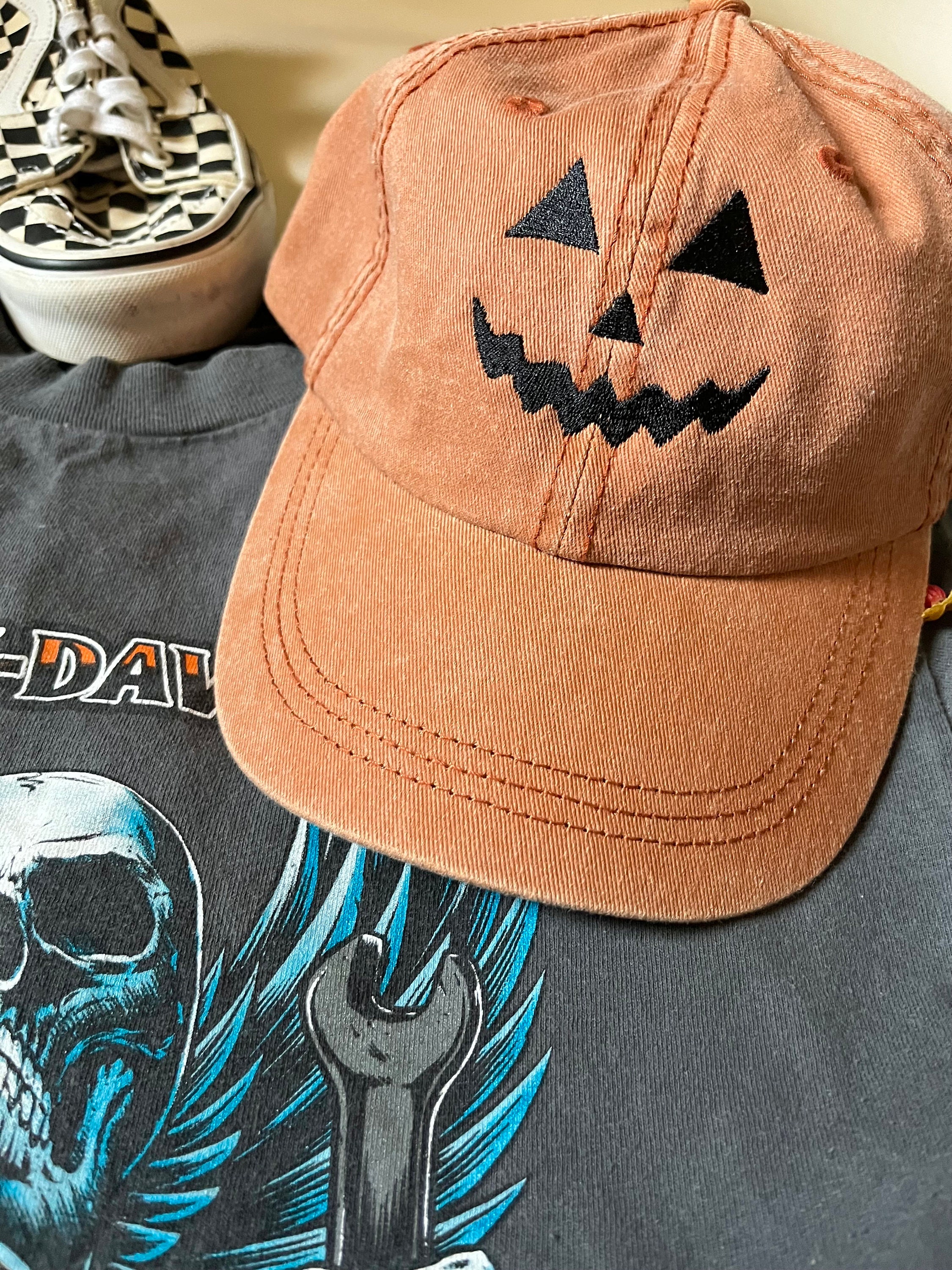 Jack O Lantern Pumpkin Embroidered Baseball Cap Vintage Dat Hats Halloween Gifts Skatewear