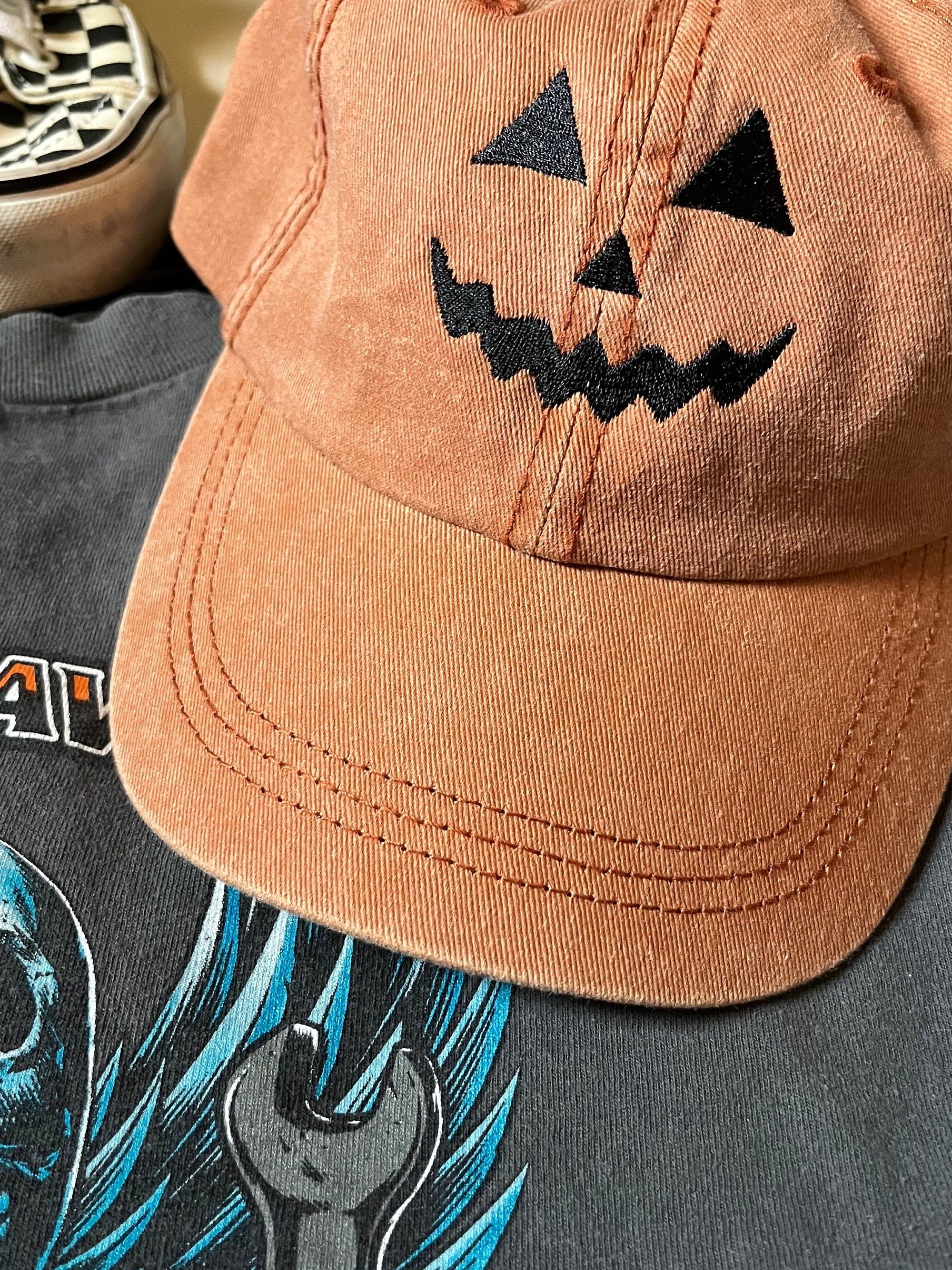 Jack O Lantern Pumpkin Embroidered Baseball Cap Vintage Dat Hats Halloween Gifts Skatewear