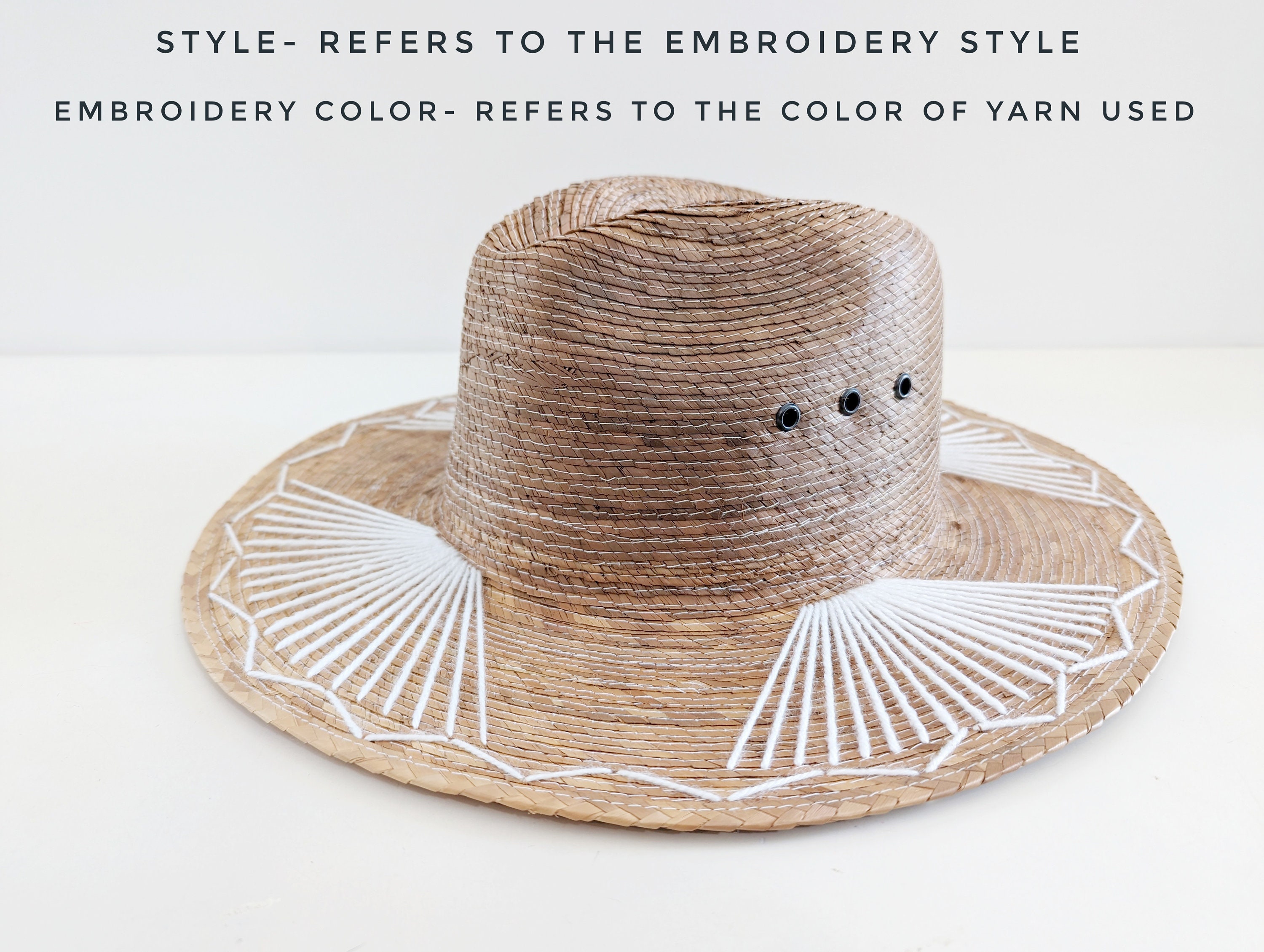 Mexican Straw Hat With Embroidered Decoration
