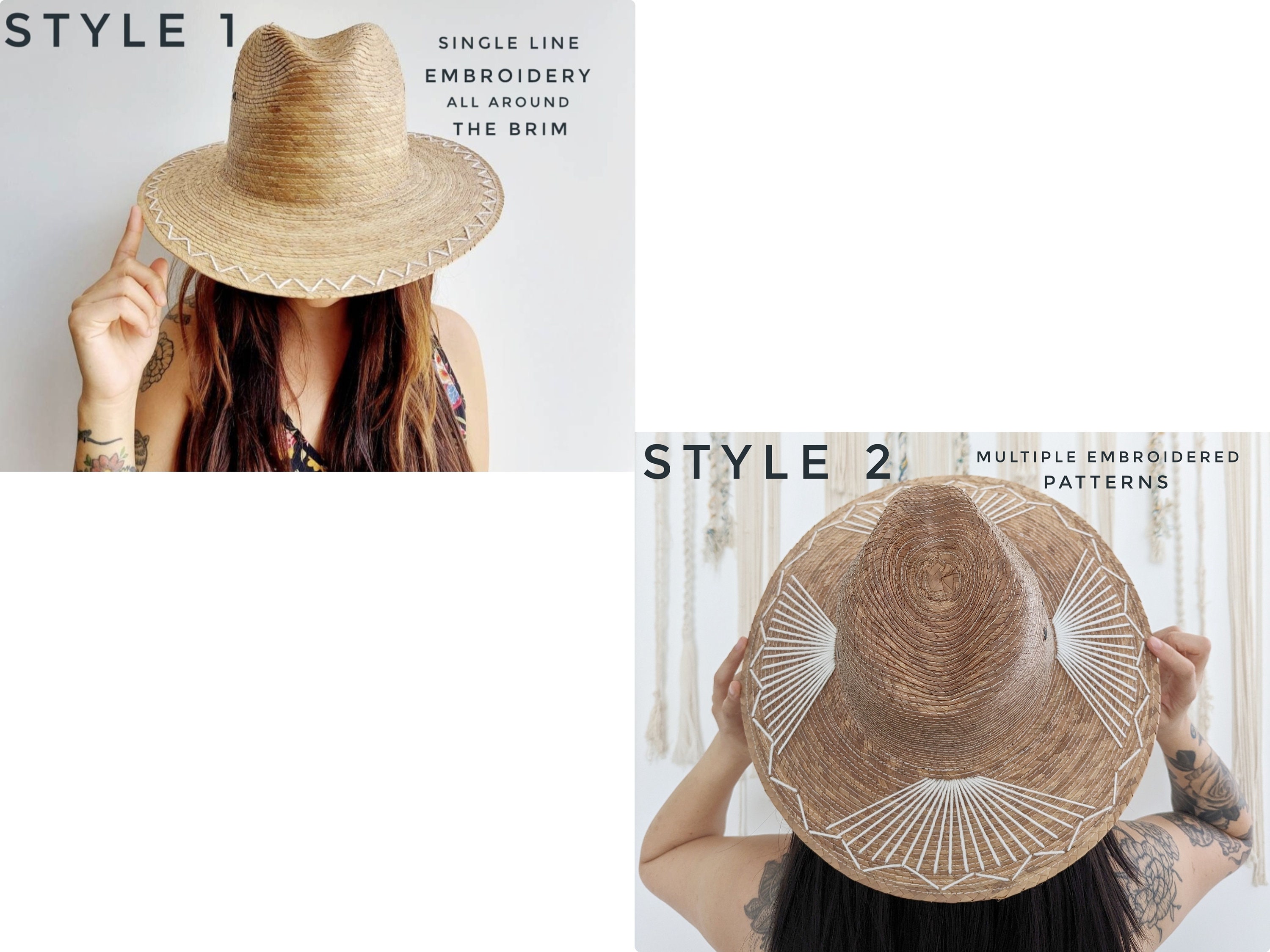 Mexican Straw Hat With Embroidered Decoration