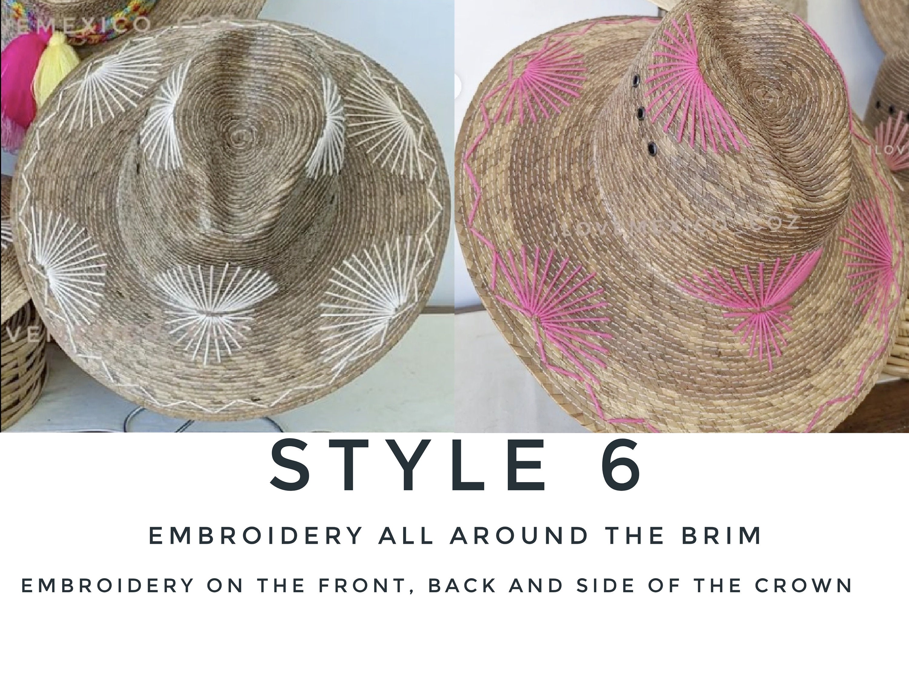 Mexican Straw Hat With Embroidered Decoration