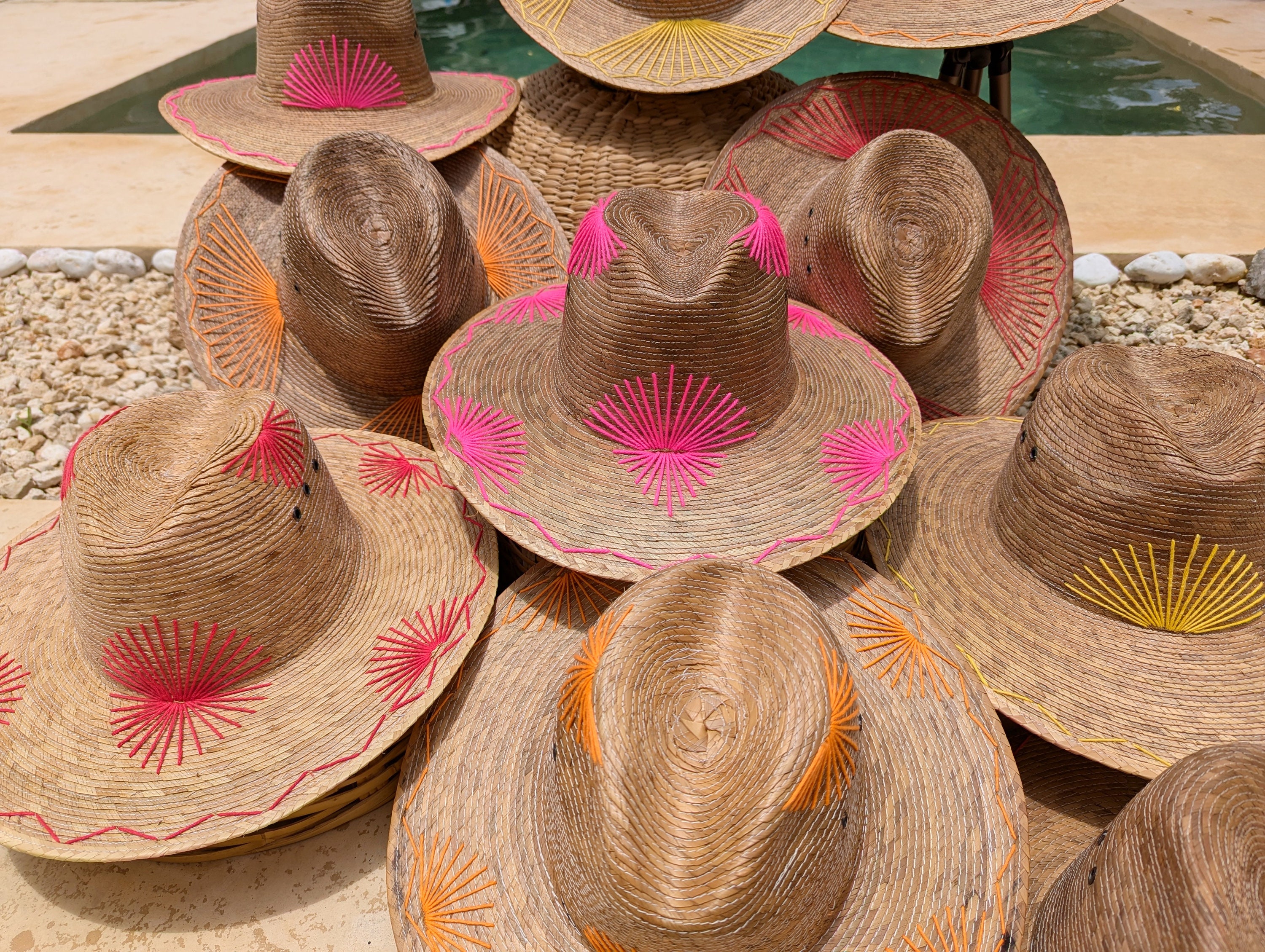 Mexican Straw Hat With Embroidered Decoration