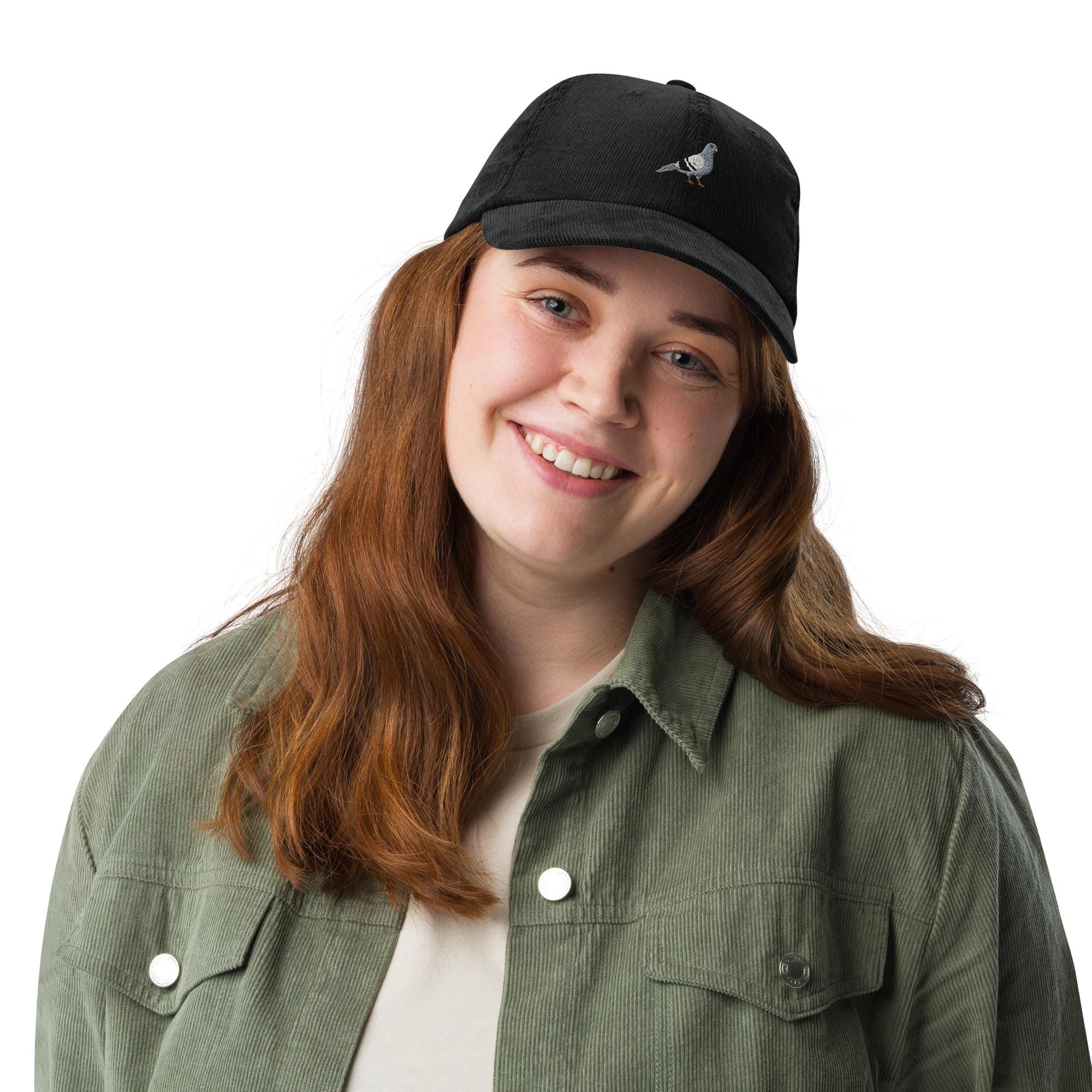 Pigeon Embroidered Vintage Corduroy Cap Stylish Casual Wear Unisex Hat