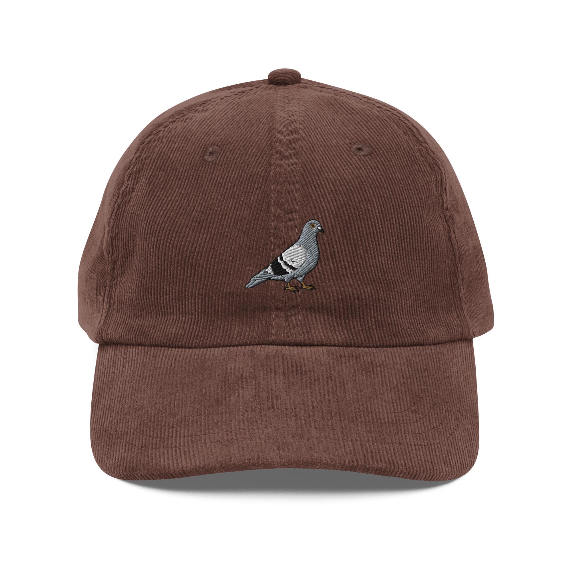Pigeon Embroidered Vintage Corduroy Cap Stylish Casual Wear Unisex Hat