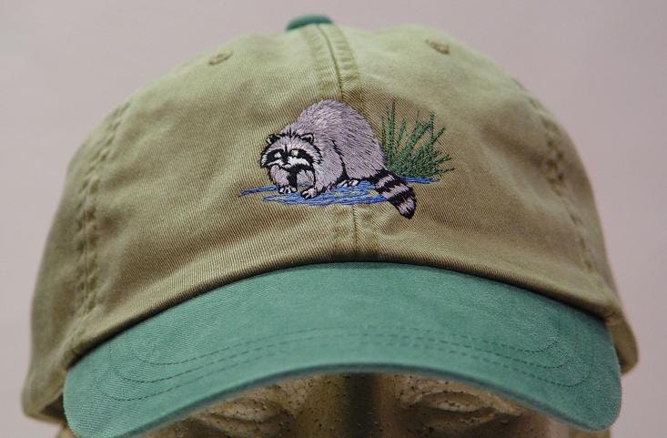 Raccoon Hat – One Embroidered Men Women Wildlife Baseball Cap – Price Embroidery Apparel – 6 Two Tone Color Adult Mom Dad Nature Gift Caps