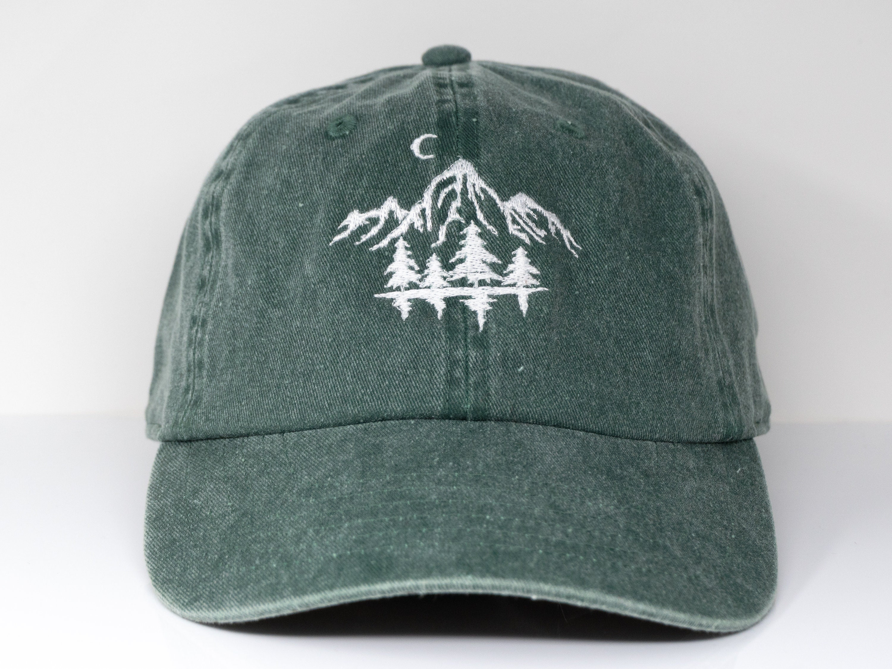 Mountain Forest Embroidered Baseball Cap Curved Brim Sun Hat Summer Shade Cap