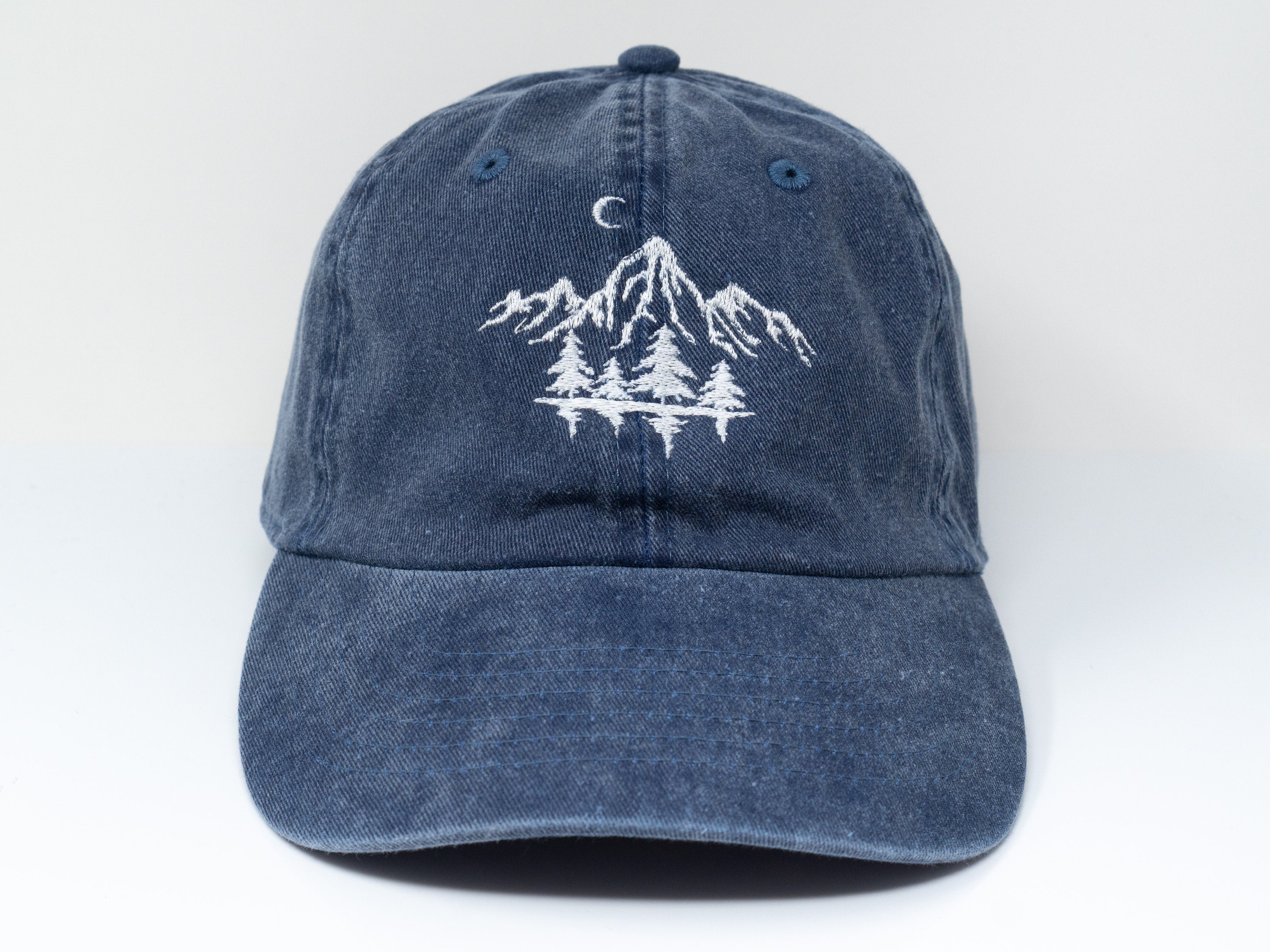 Mountain Forest Embroidered Baseball Cap Curved Brim Sun Hat Summer Shade Cap
