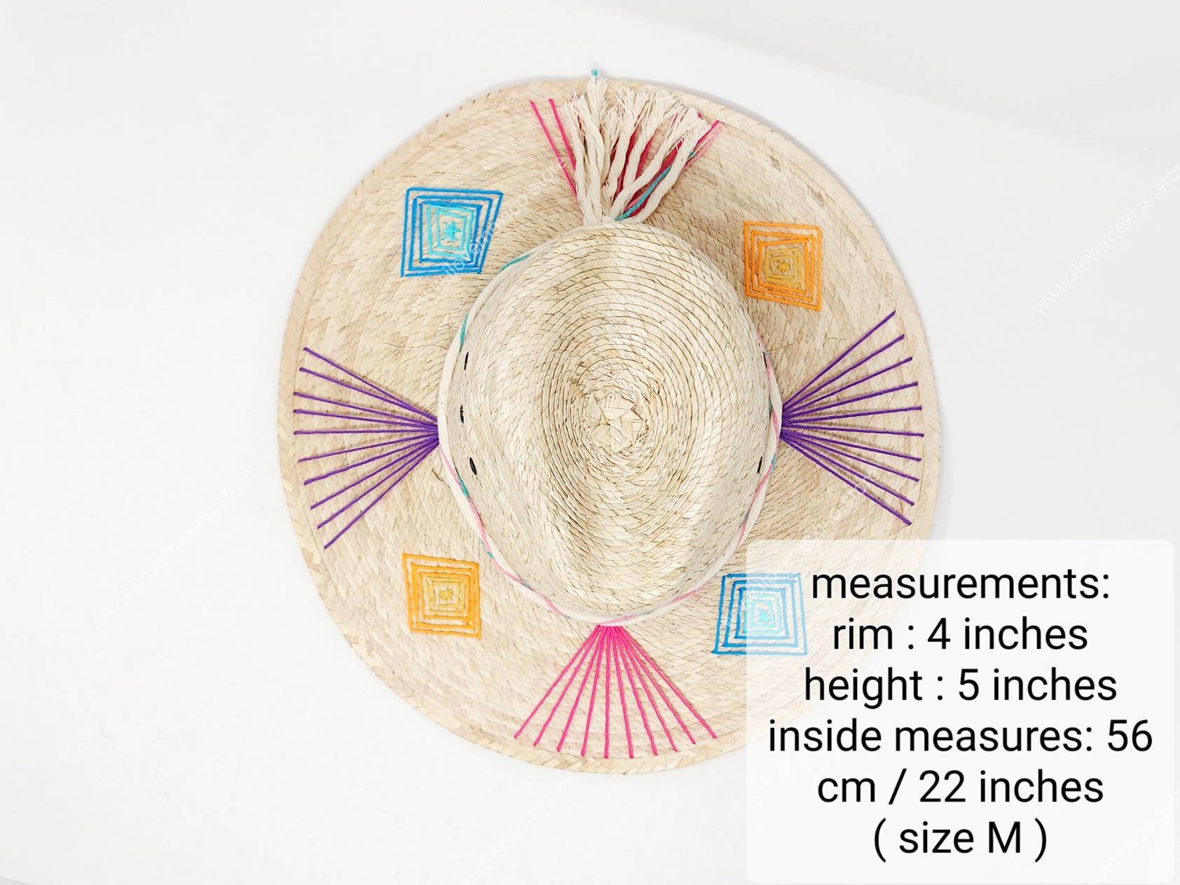 Mexican Straw Hat With Embroidered Decoration