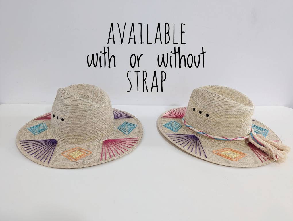 Mexican Straw Hat With Embroidered Decoration