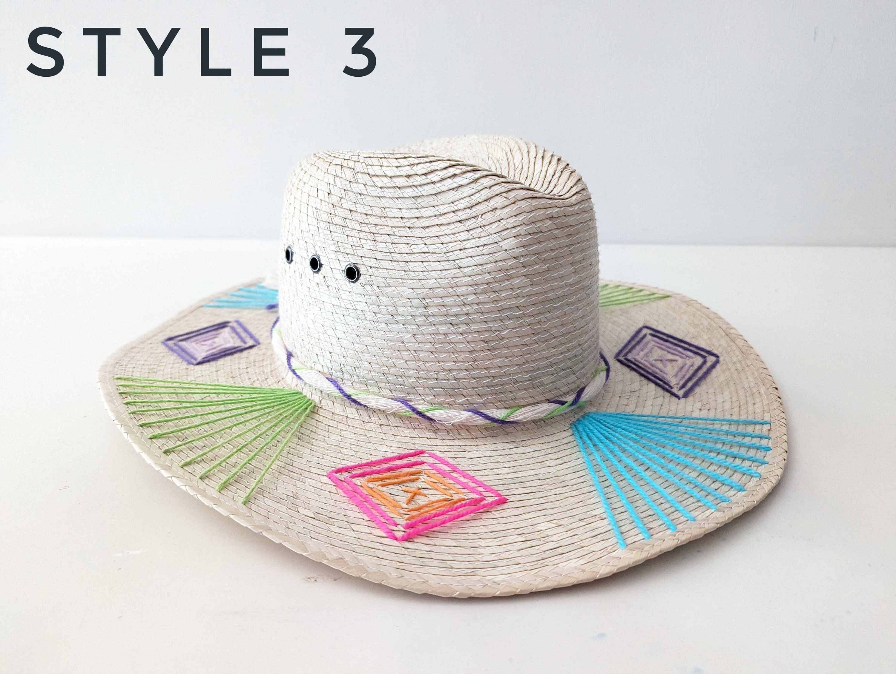 Mexican Straw Hat With Embroidered Decoration