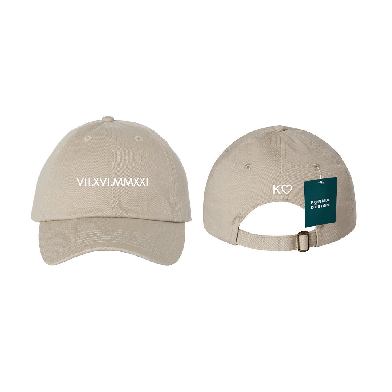 Custom Roman Numeral Embroidered Cap Initial Heart Custom Embroidered Hat Anniversary Date Personalized Cap Bachelorette