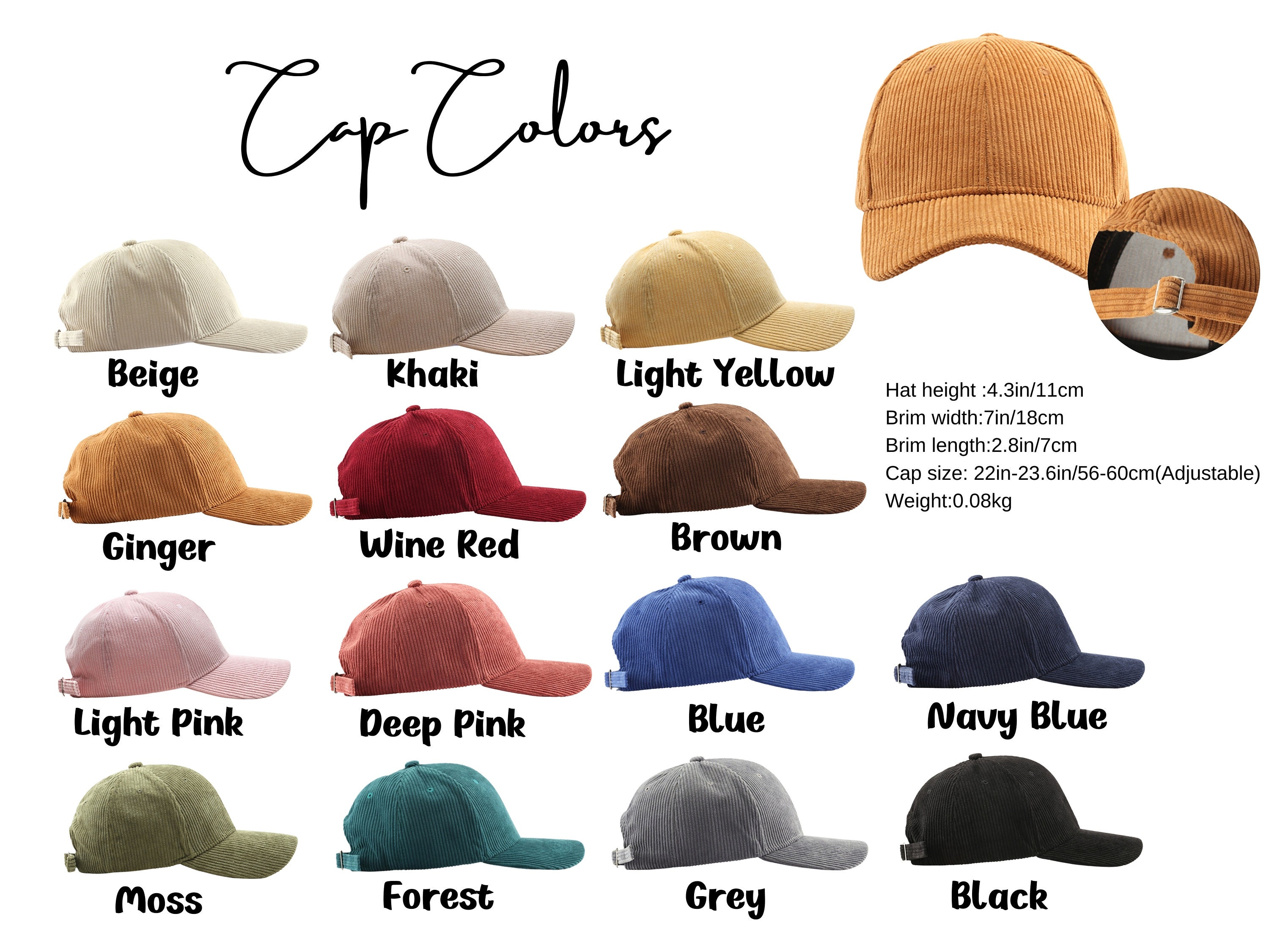 Embroidery Logo Baseball Hat Custom Embroidered Hat Personalized Dad Cap Your Own Text Monogram Corduroy Hats Small Business Merch