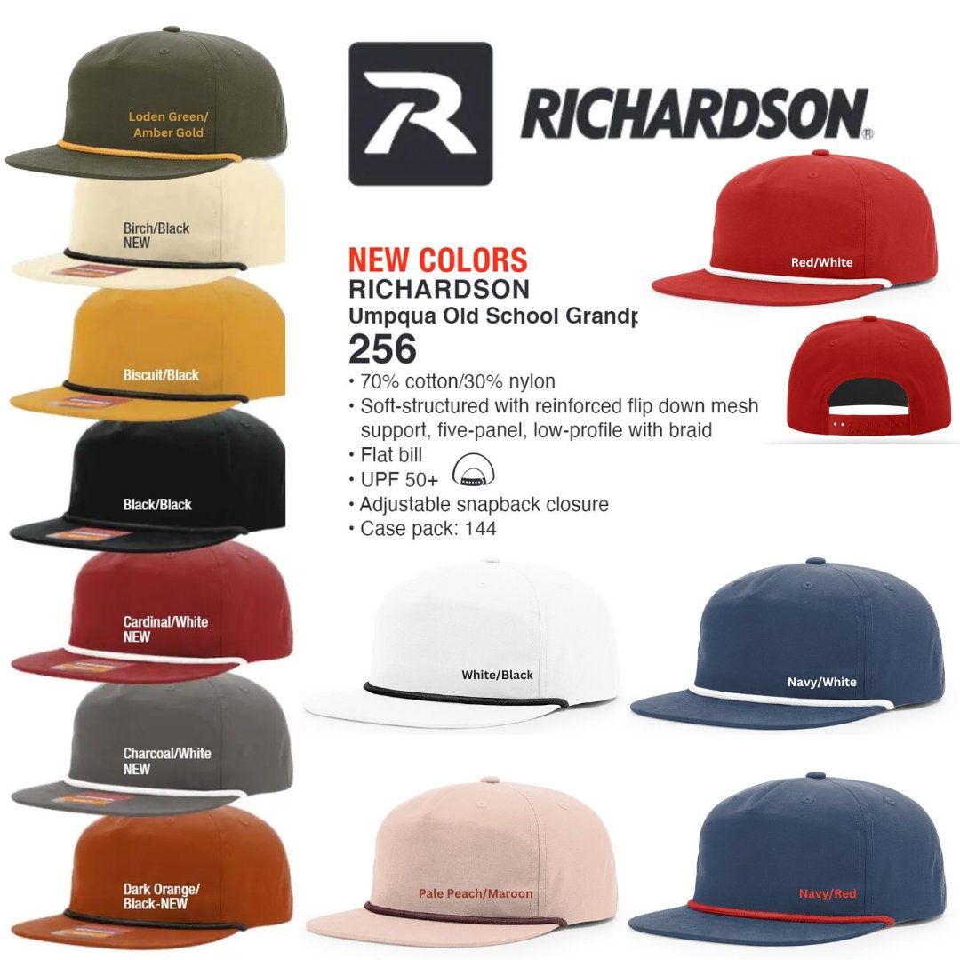 256 Umpqua Rope Hats Custom Embroidery Hats Five-panel Flat Bill Hats Snapback Hats Personalized Richardson Umpqua Hats