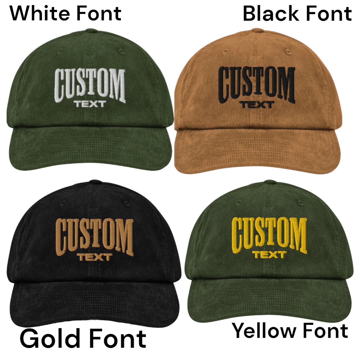 Corduroy Hat Custom Embroidered Hat Personalized Vintage Baseball Hat Gift For New Grandma Grandpa Pregnancy Announcement Mothers Day Gift