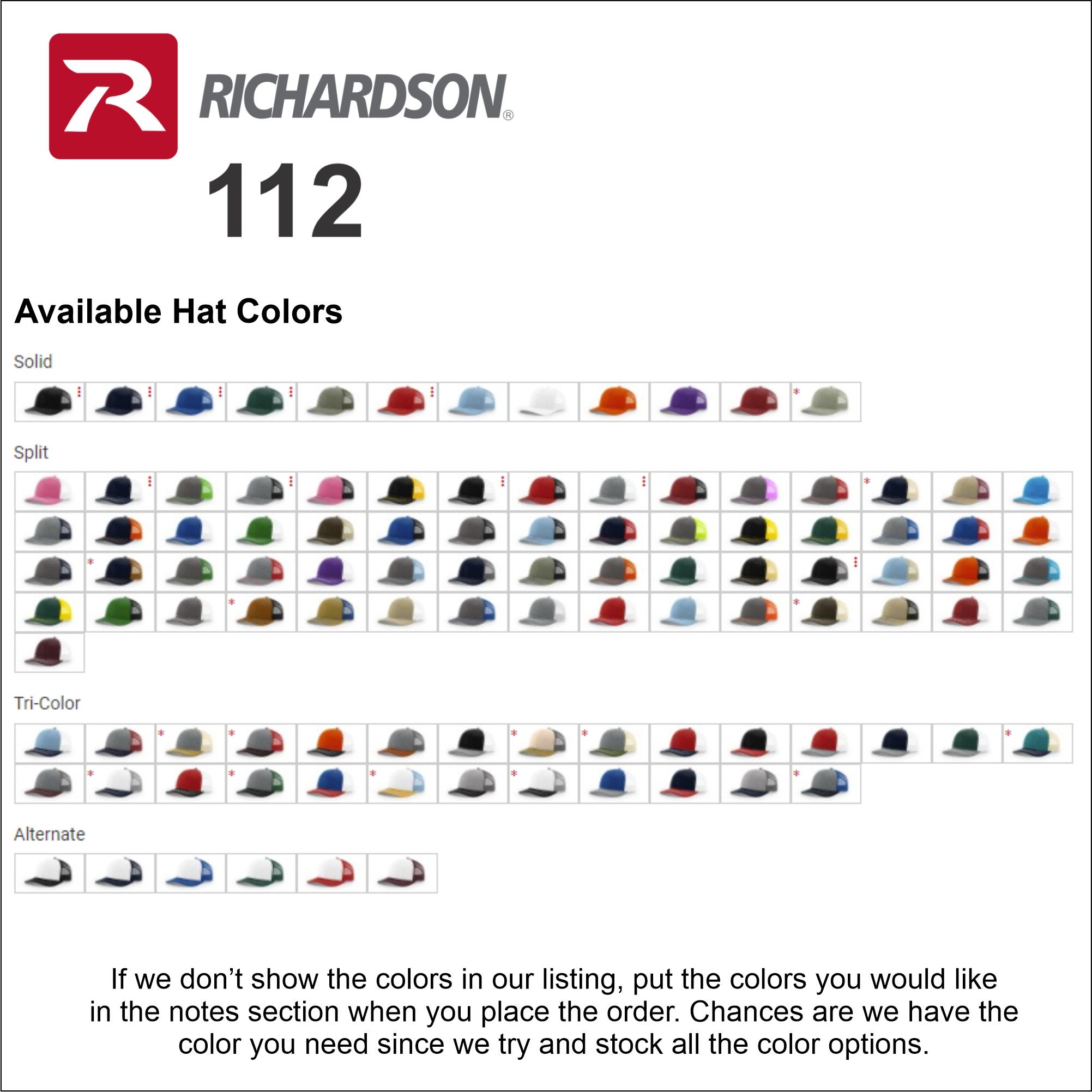 6 Or 12 Richardson 112 Customized Embroidered Hats With Your Logo