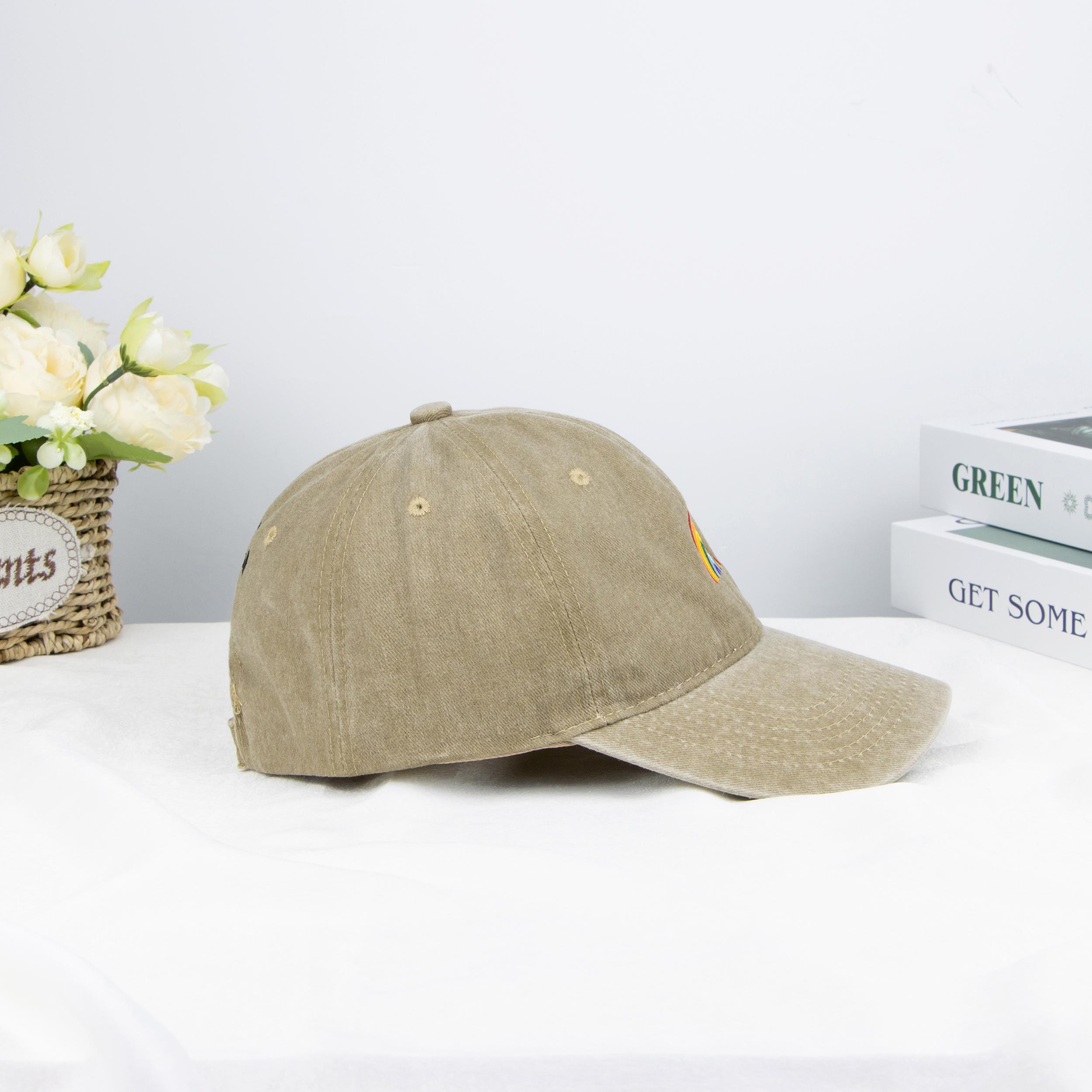 Rainbow Embroidered Dad Hatcustom Embroidered Hatembroidered Cotton Baseball Cap With Custom Textunisex Snapbackoutdoor Camping Hat