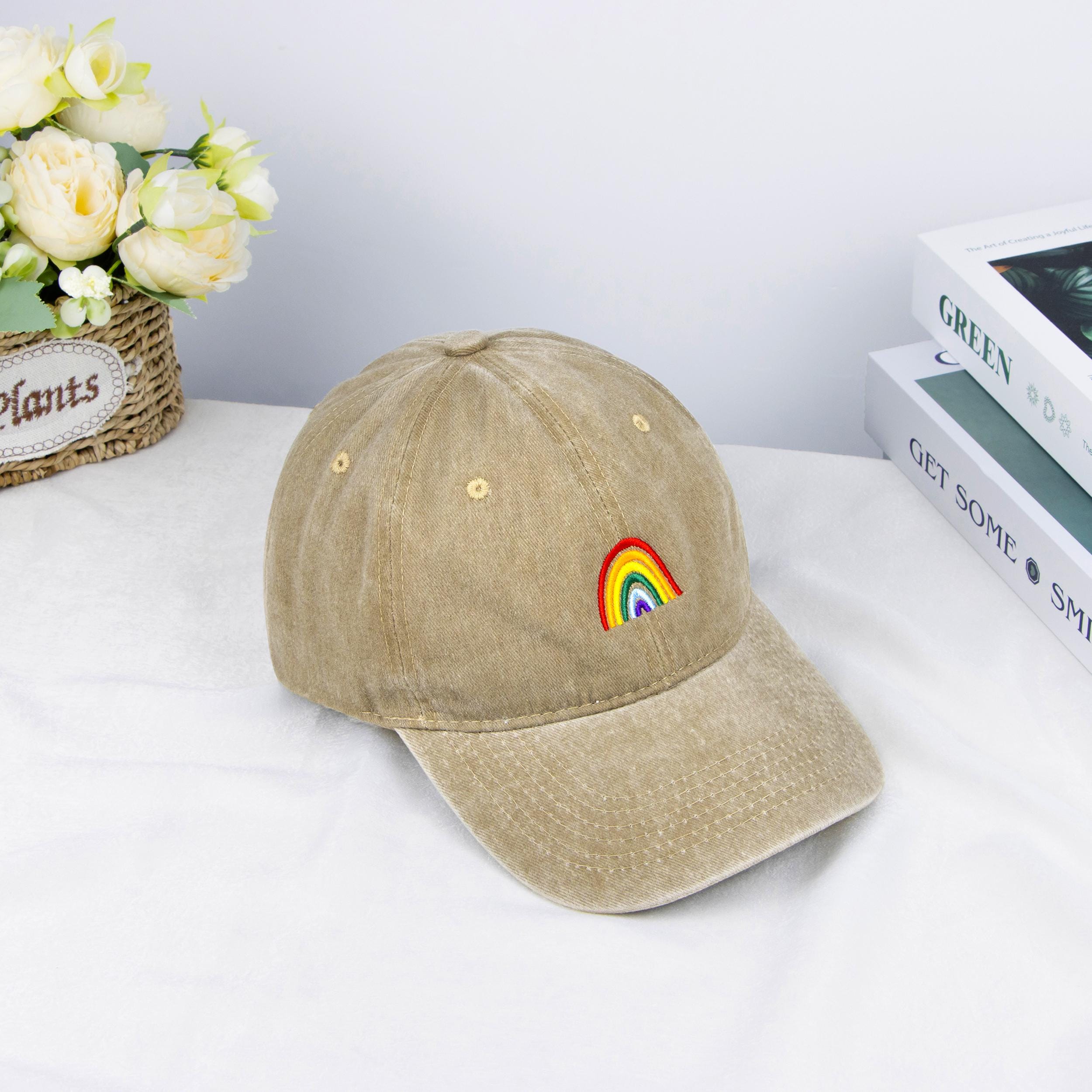 Rainbow Embroidered Dad Hatcustom Embroidered Hatembroidered Cotton Baseball Cap With Custom Textunisex Snapbackoutdoor Camping Hat