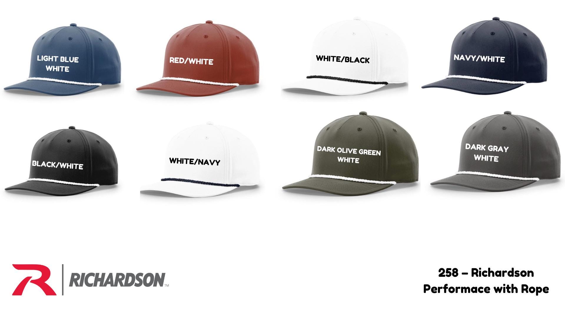 Single Hat Or Bulk Order Custom Embroidery On Hats 258 Richardson Performance With Rope Hats Rope Hats Snapback Hats