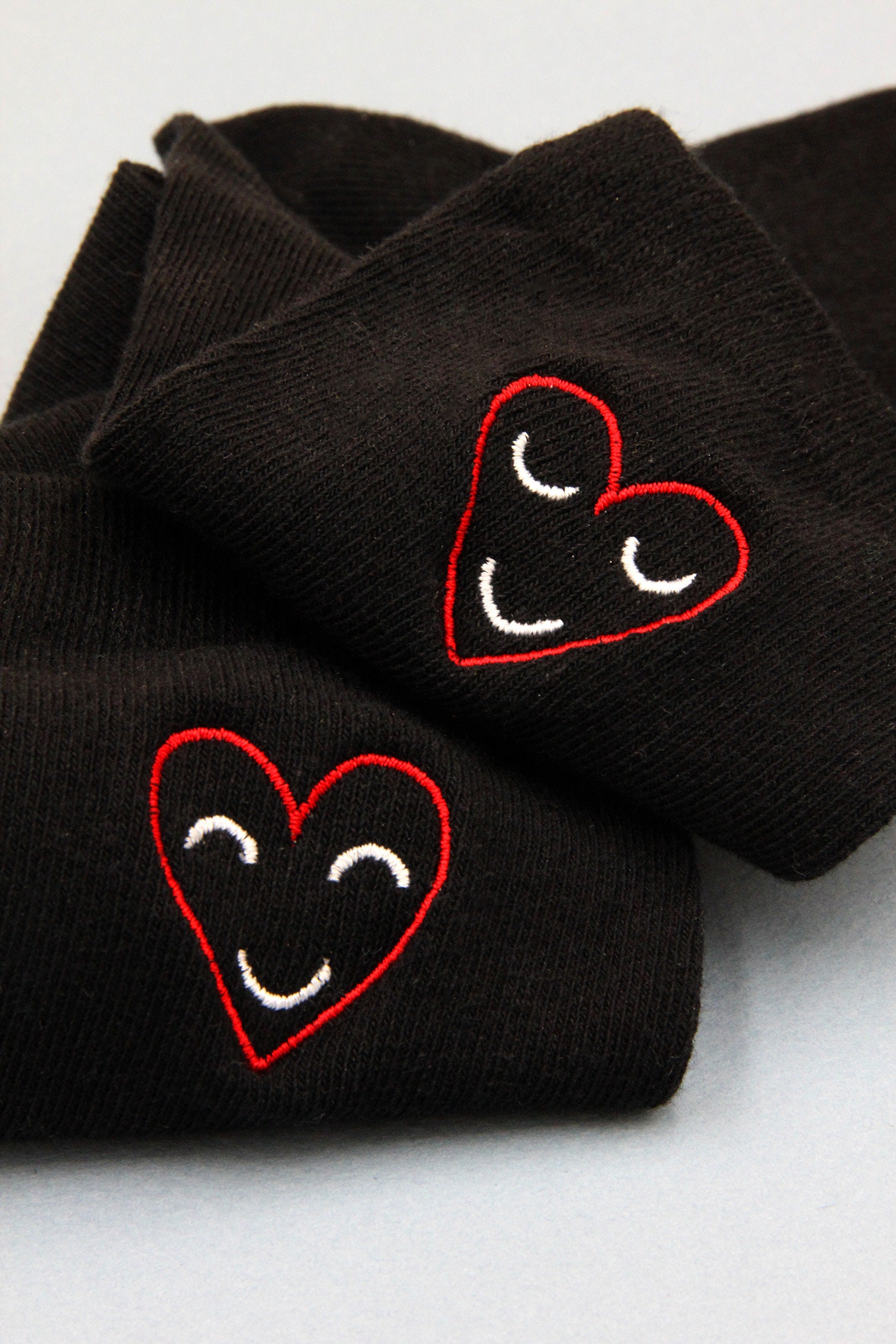 Heart Embroidered Socks Chaussettes Brodes Coeur