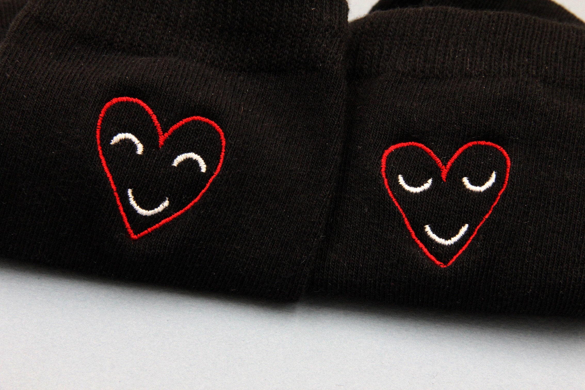Heart Embroidered Socks Chaussettes Brodes Coeur