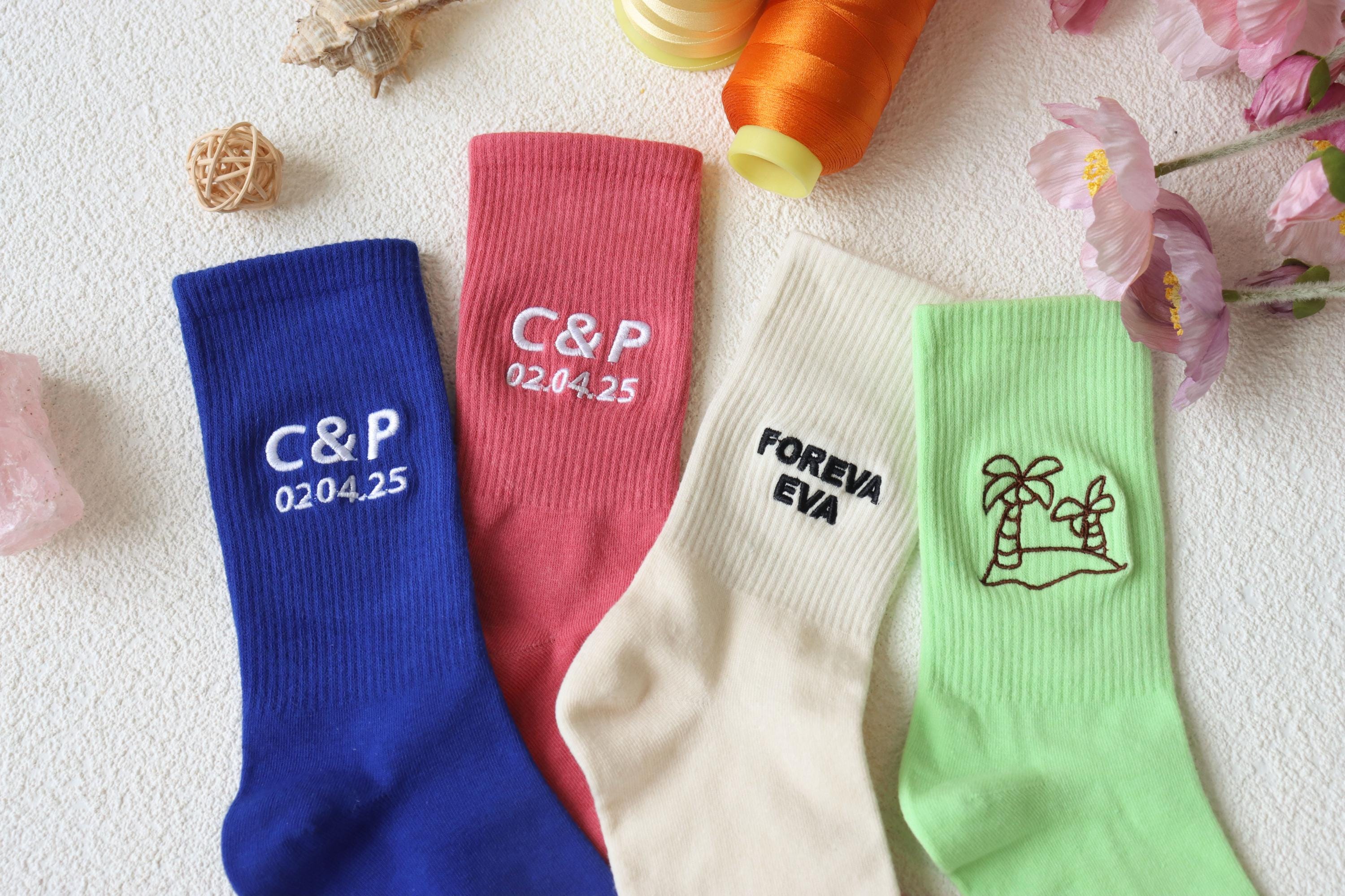 Custom Embroidered Socks With Your Name Text Logo Personalized Women's Socks Sports Socks Team Socks Personalized Unique Gift