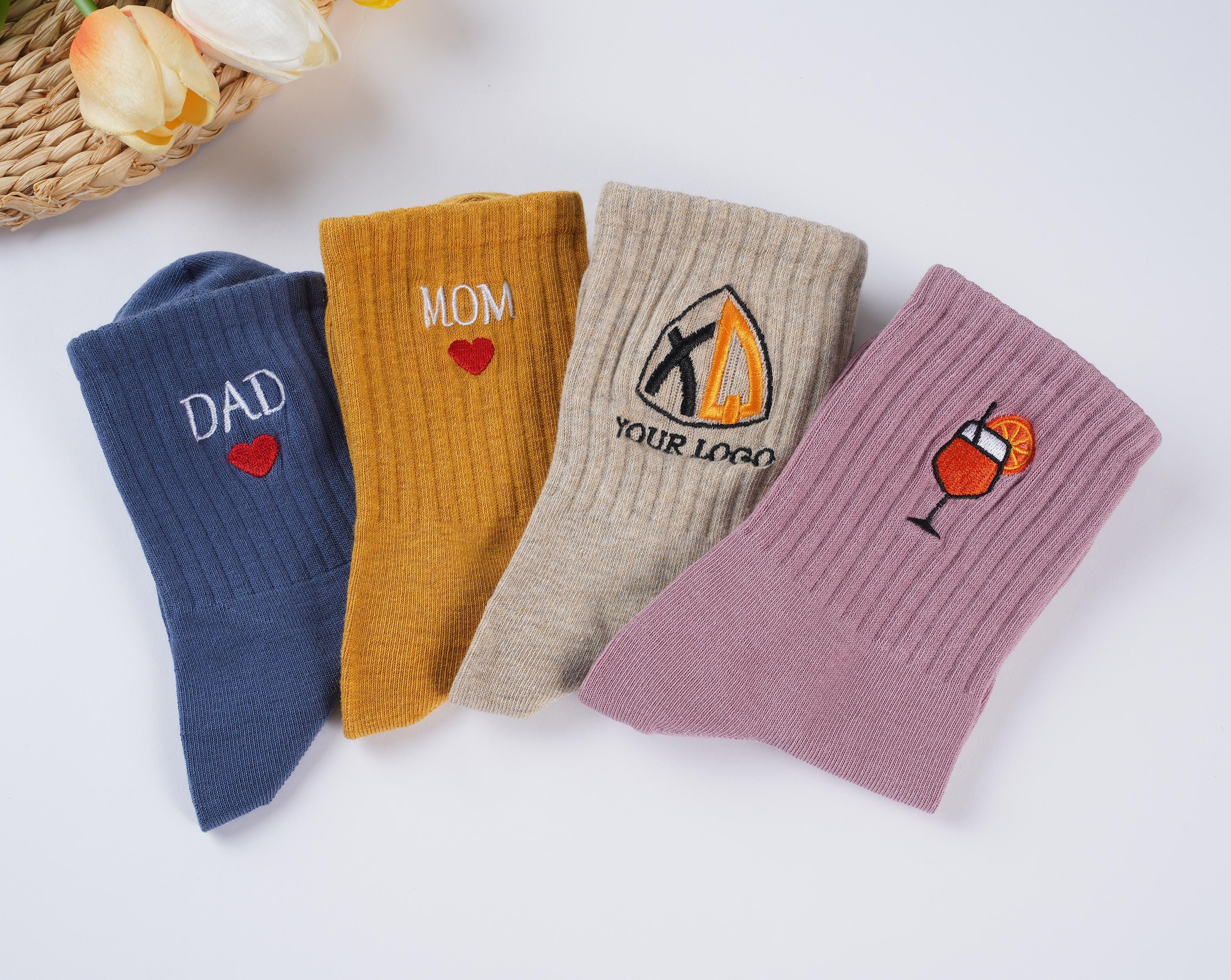 Custom Personalized Embroidered Socksbridesmaid Socks With Your Nametextlogo Socks Bachelorette Party Gift