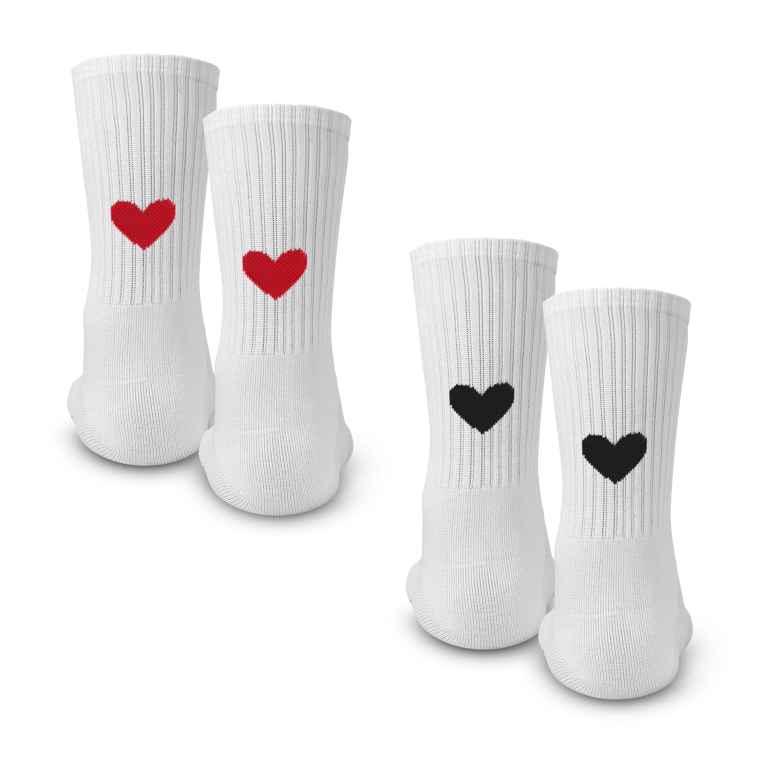 Funny Socks Women Men Heart Socks Embroidered Socks White Tennis Socks Crew Socks With Motif