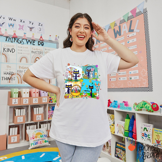 Pete The Cat Happy Easter Teacher T-Shirt