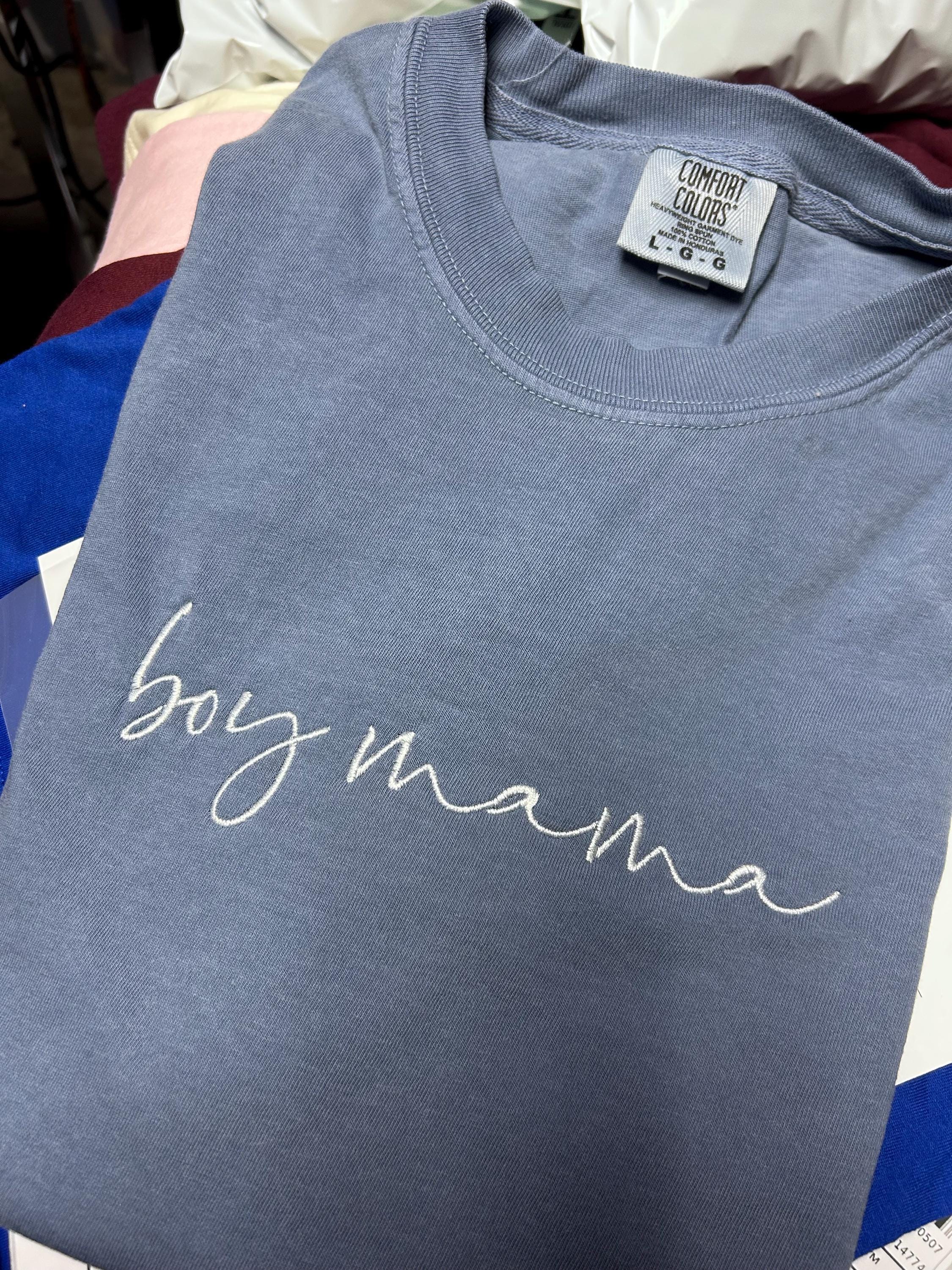 Boy Mama Embroidered Shirts Boy Mama Shirts Unisex Comfort Color Mom Tee Busy And Comfy Mom Life Shirt Mother's Day Gift Gifts For Mom