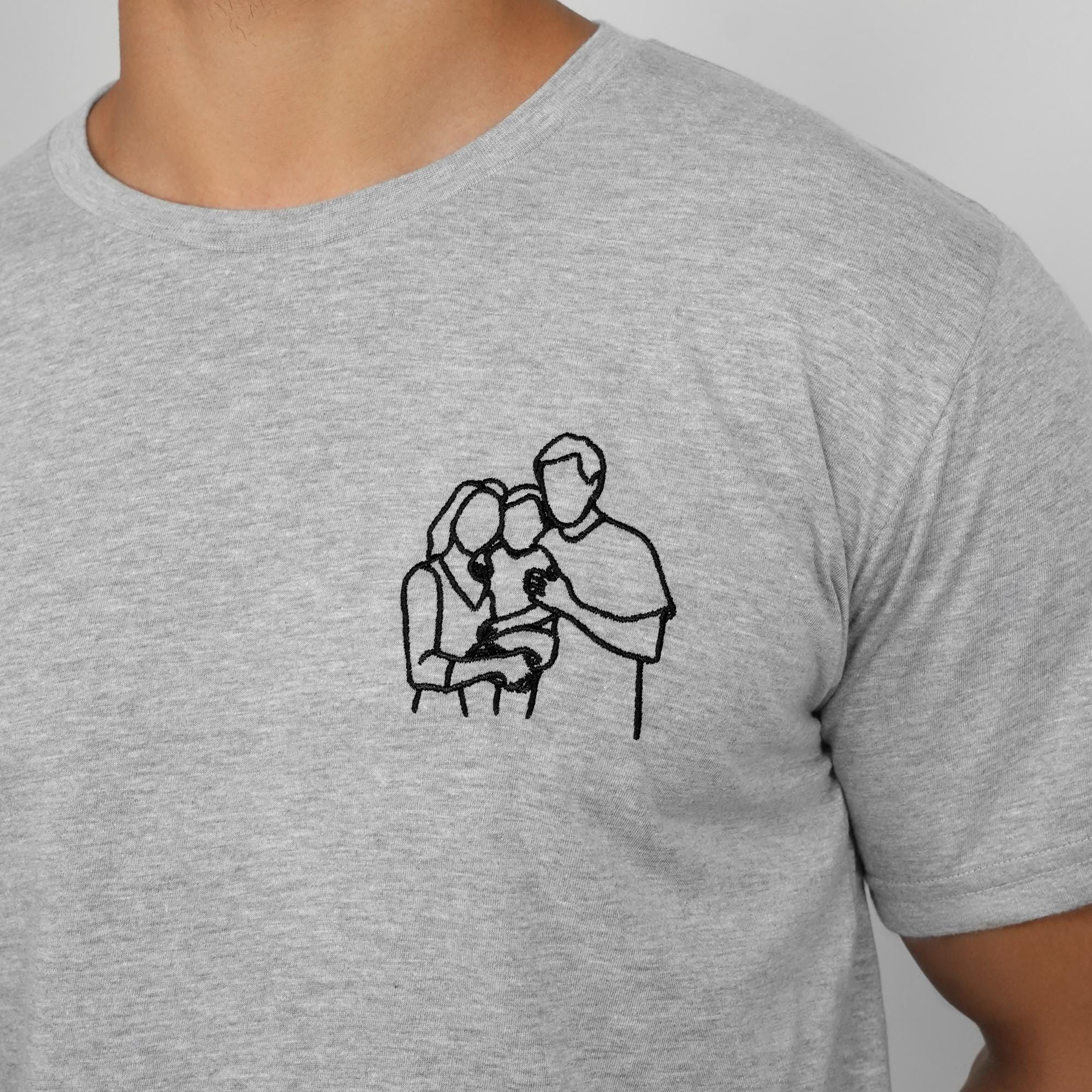 Custom Embroidered Portrait From Photo Tshirt Personalized Family Photo Shirts Anniversary Gift Line Art Couple Tee Personalized Gifts