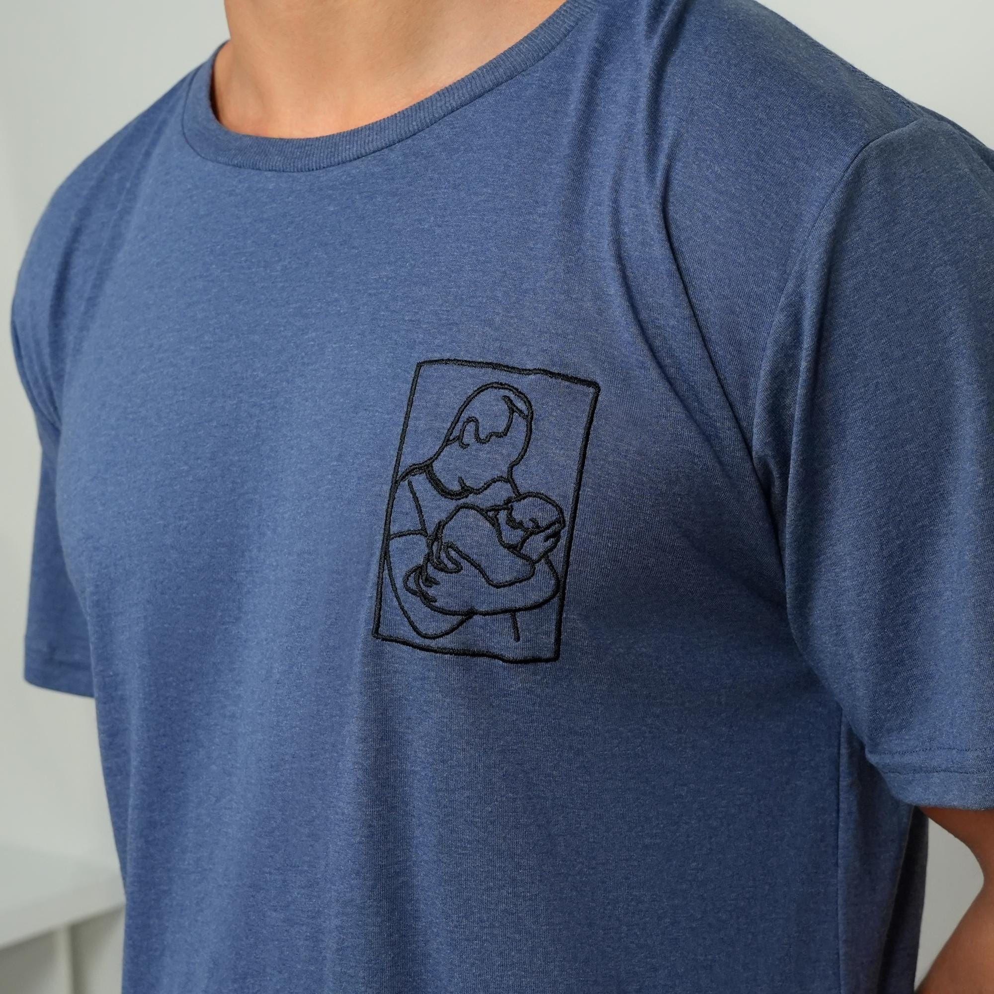 Custom Embroidered Portrait From Photo Tshirt Personalized Family Photo Shirts Anniversary Gift Line Art Couple Tee Personalized Gifts