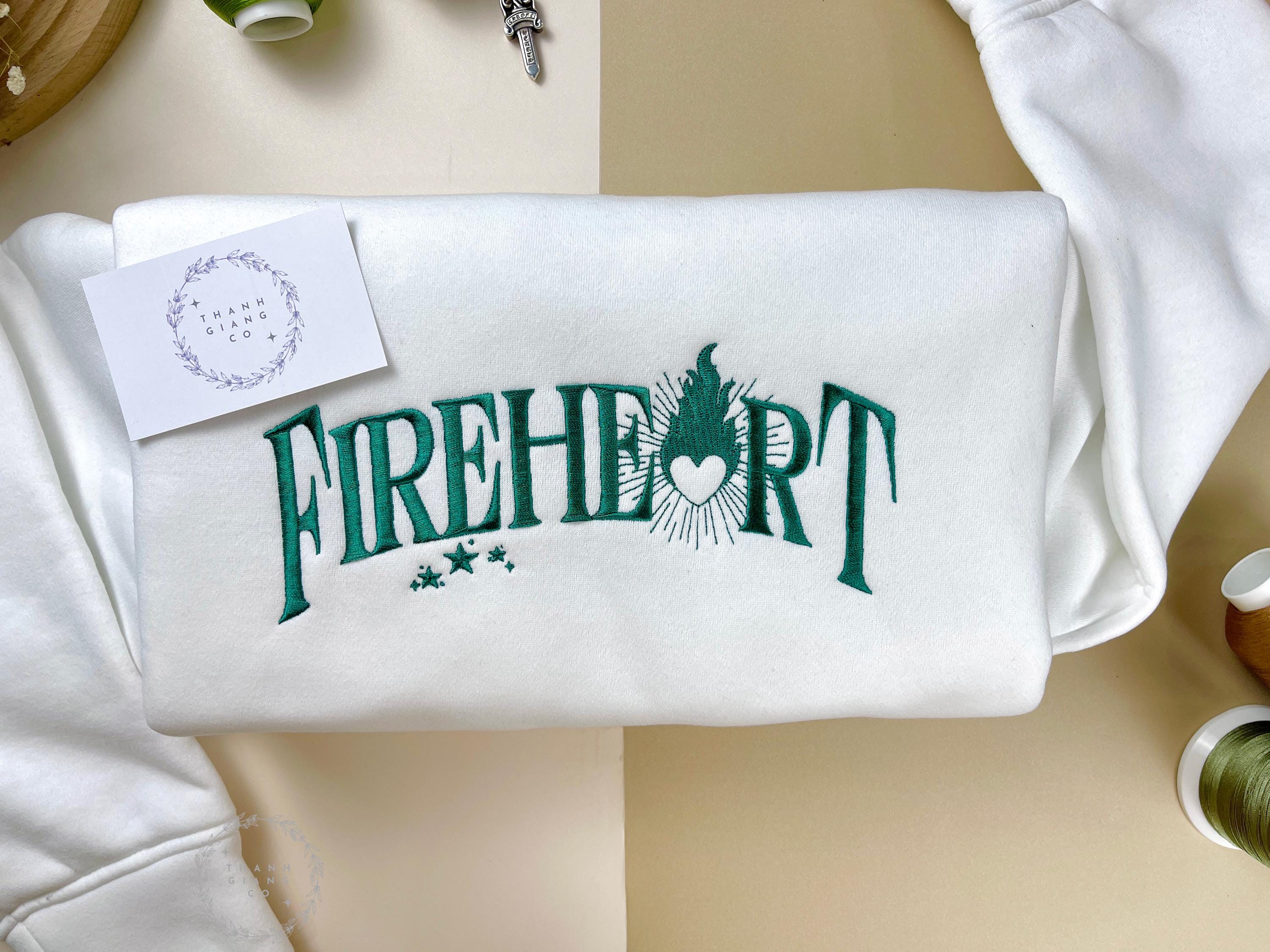 Embroidered Fireheart Sweatshirt Inspired Throne Of Glass Sweatshirt To Whatever End Aelin Galathynius Shirt Sjm Quotes Bookish Gifts