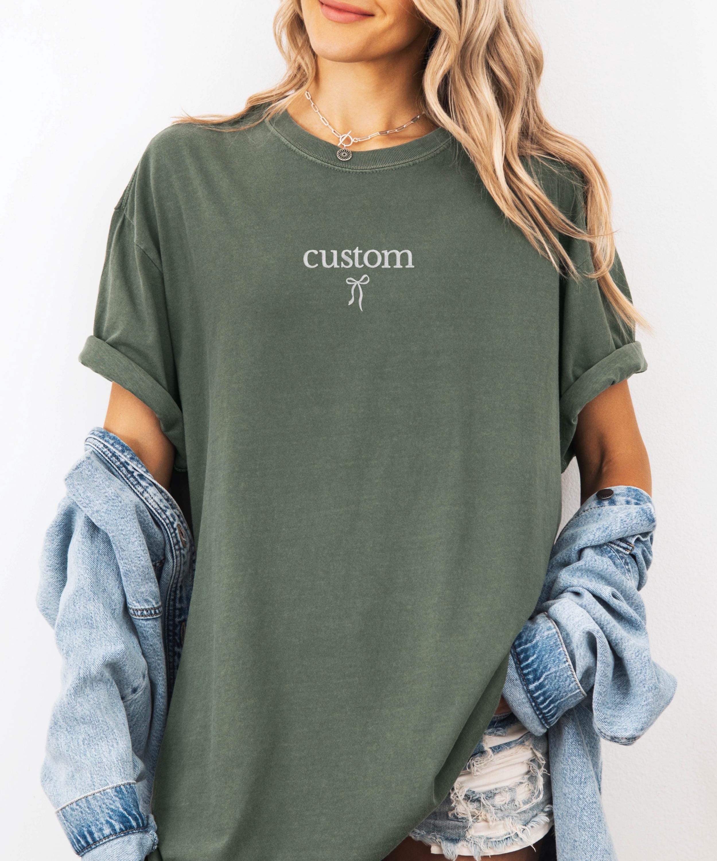 Custom Embroidered Shirt Comfort Colors T Shirt Personalized Bow