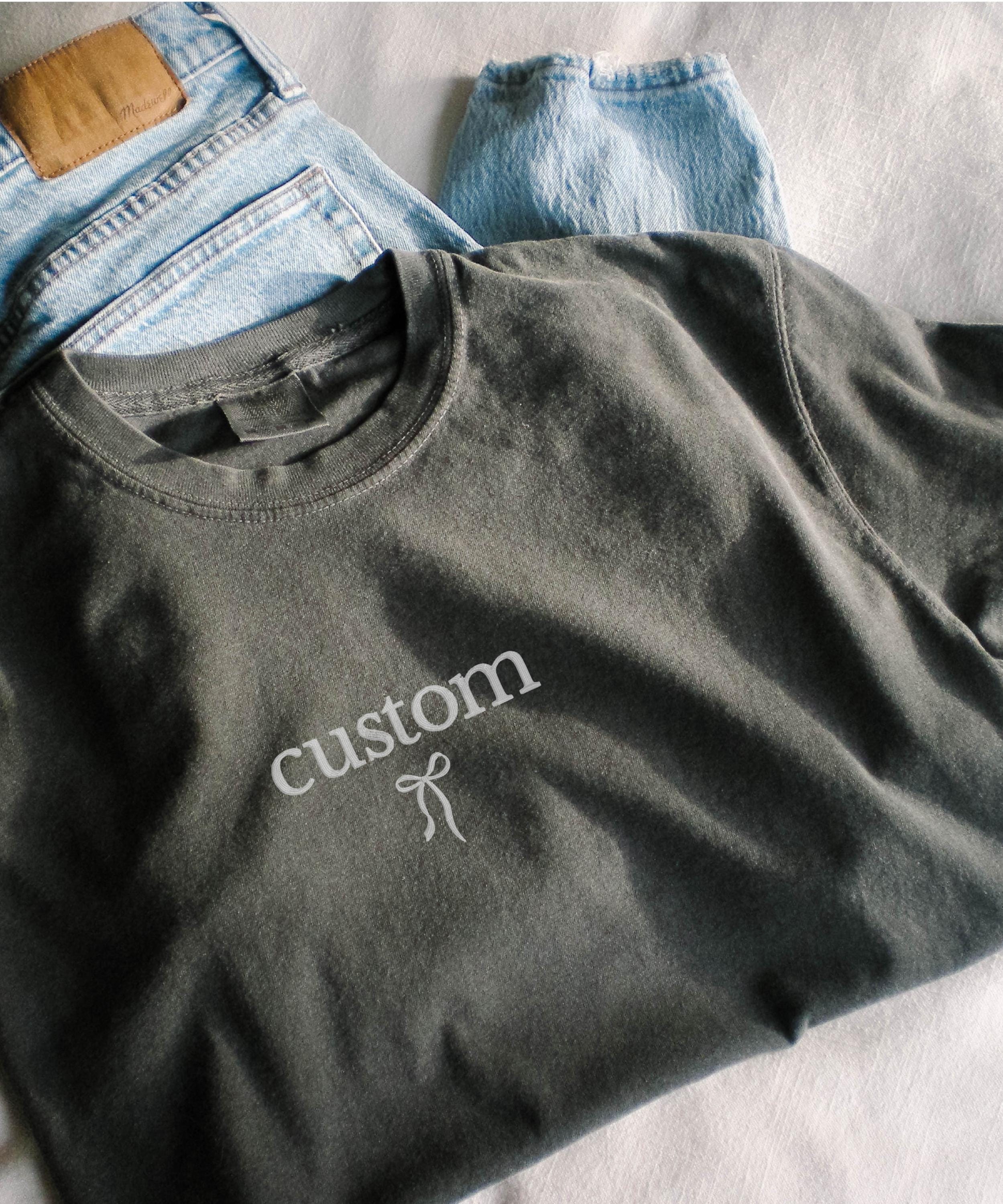 Custom Embroidered Shirt Comfort Colors T Shirt Personalized Bow