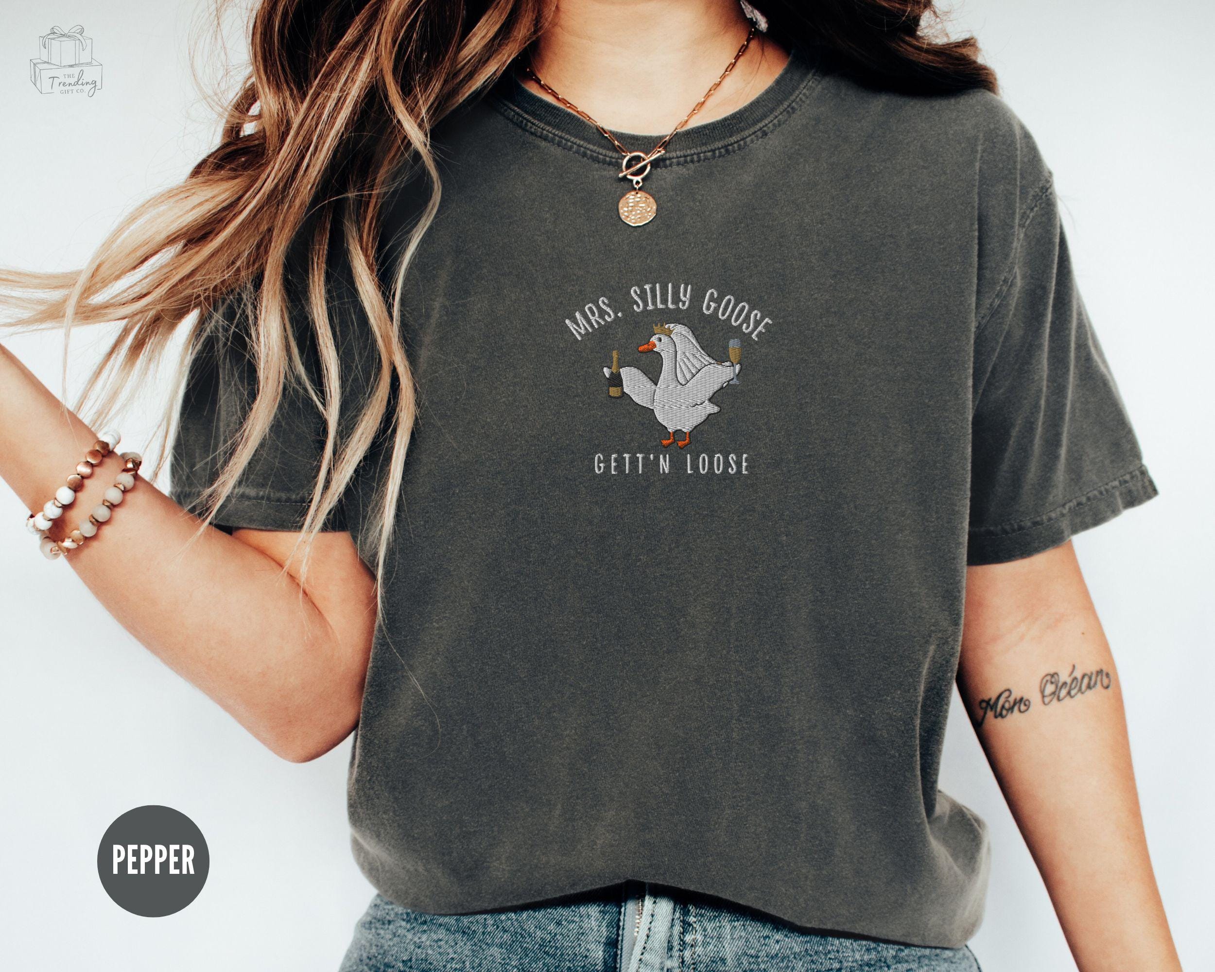 Embroidered Mrs Silly Goose Bride Shirt Comfort Colors Funny Goose Lover Tshirt Married Couple Matching Wedding Gift Luxury Bachelorette