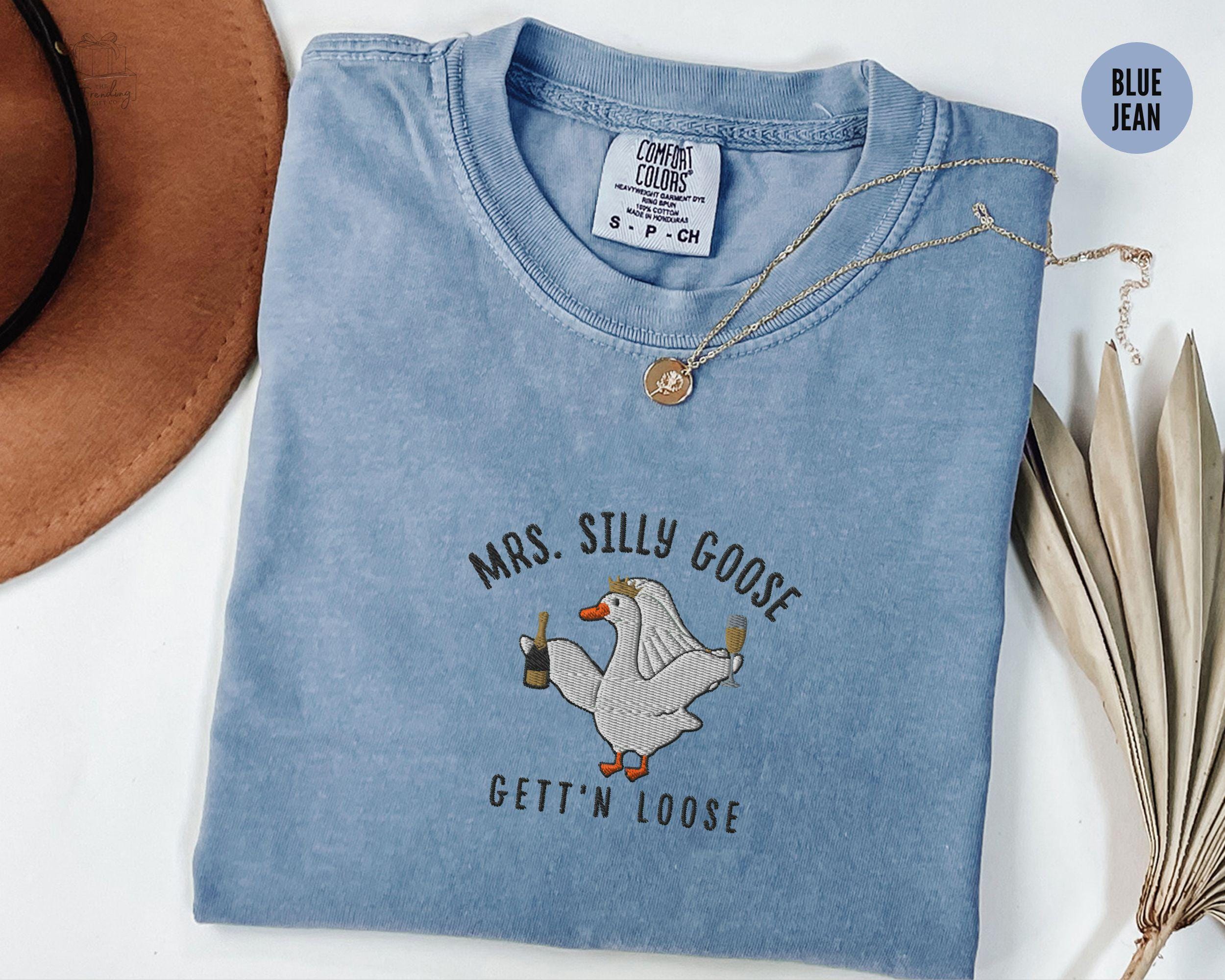 Embroidered Mrs Silly Goose Bride Shirt Comfort Colors Funny Goose Lover Tshirt Married Couple Matching Wedding Gift Luxury Bachelorette
