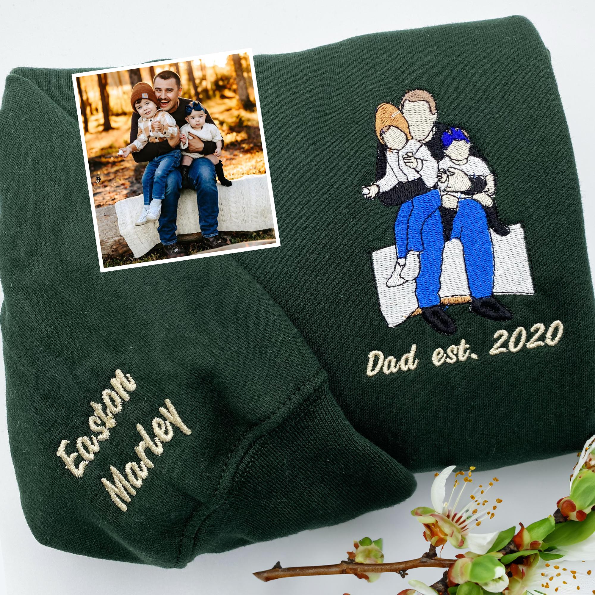 Family Reunion Custom Embroidered Portrait Sweatshirt From Photo Embroidery Shirt For Daddy Christmas Embroidered Family Shirt